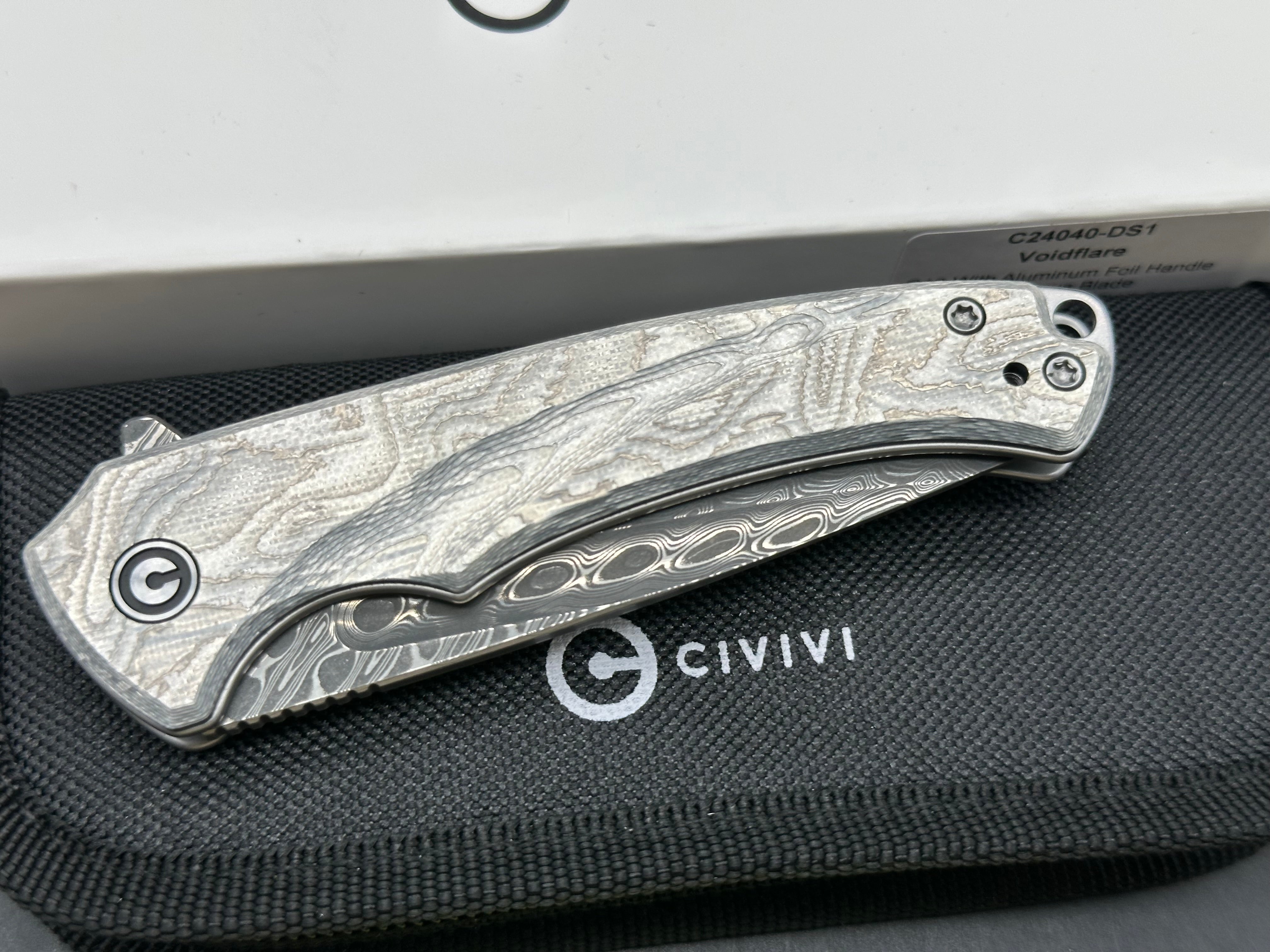 CIVIVI Voidflare Liner Lock Knife Aluminum Foil G-10 (2.9" Damascus)