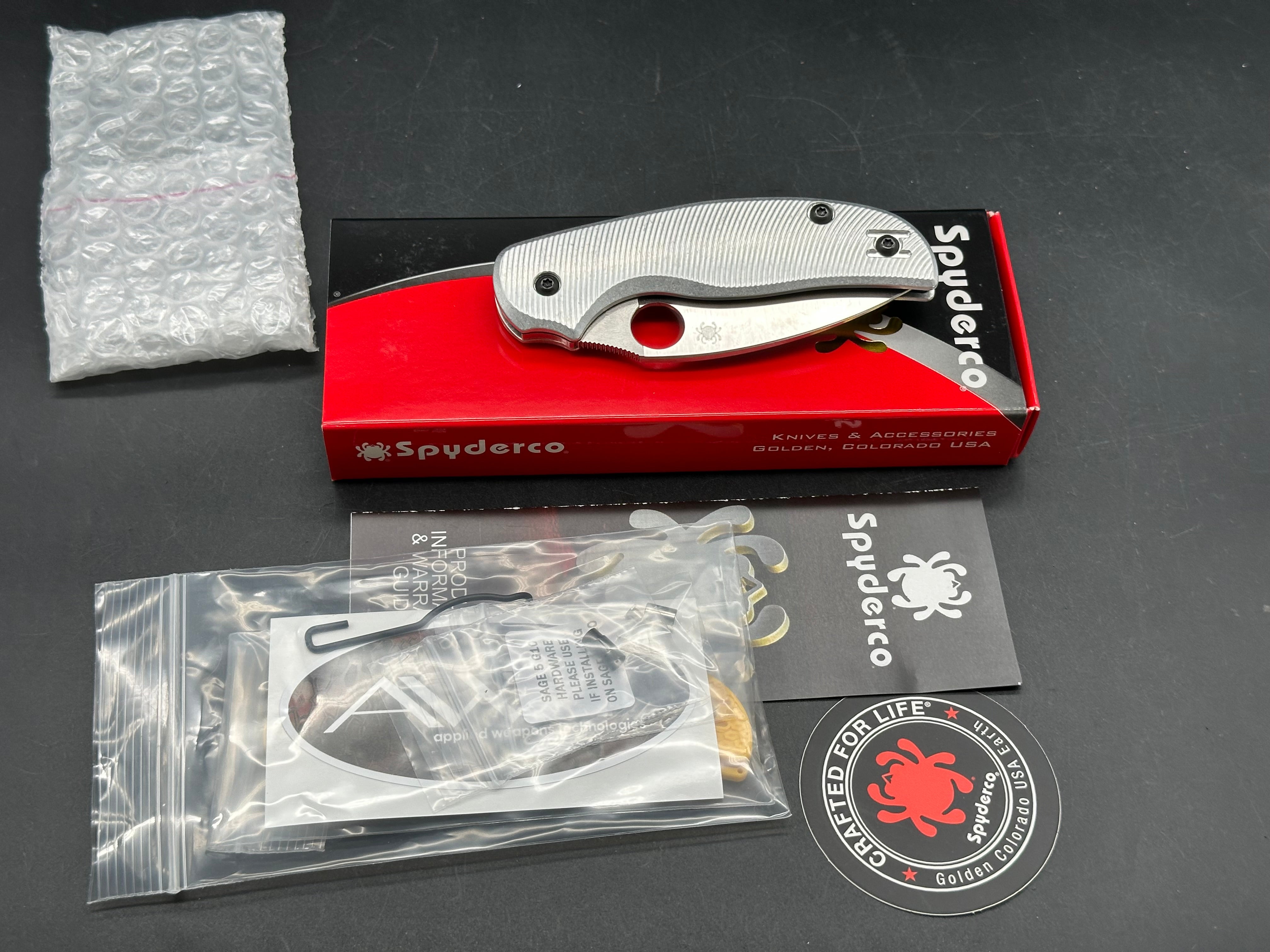 Spyderco Sage 5  Salt Light Weight  Magnacut AWT scale swap with Lynch NW deep carry pocket clip