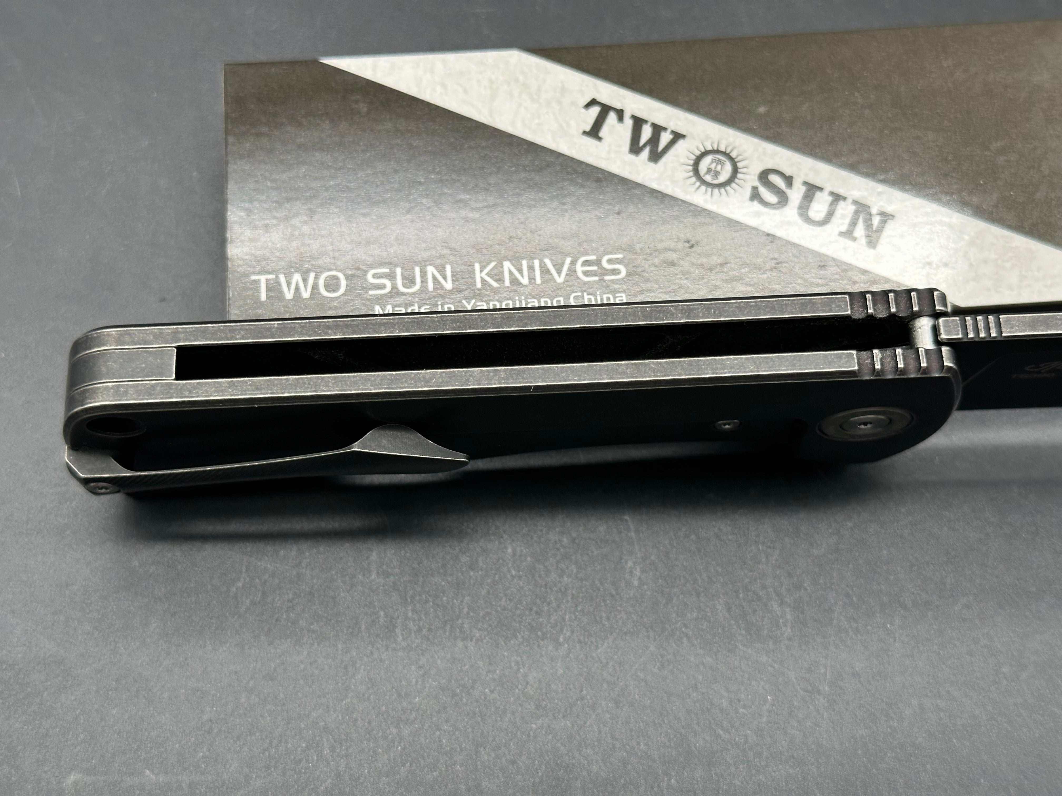 TwoSun TS390 Knives Camping D2 TC4 Titanium Big Flipper Folding Knife