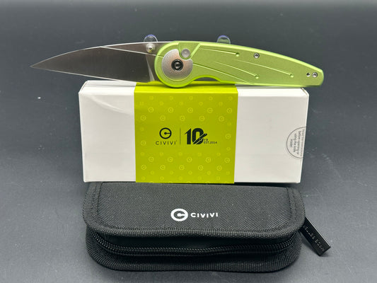 CIVIVI STARFLARE FOLDING KNIFE LIME GREEN ALUMINUM HANDLE NITRO-V PLAIN EDGE SATIN FINISH C23052-3