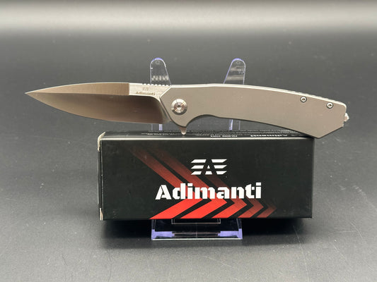 GANZO ADIMANTI SKIMEN-TI FOLDING KNIFE GRAY TITANIUM HANDLE S35VN DROP POINT PLAIN EDGE G-SKIMEN-TI