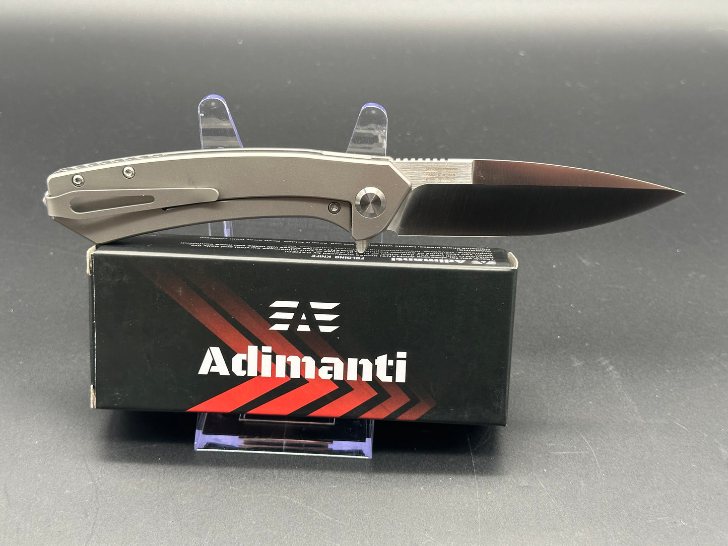 GANZO ADIMANTI SKIMEN-TI FOLDING KNIFE GRAY TITANIUM HANDLE S35VN DROP POINT PLAIN EDGE G-SKIMEN-TI