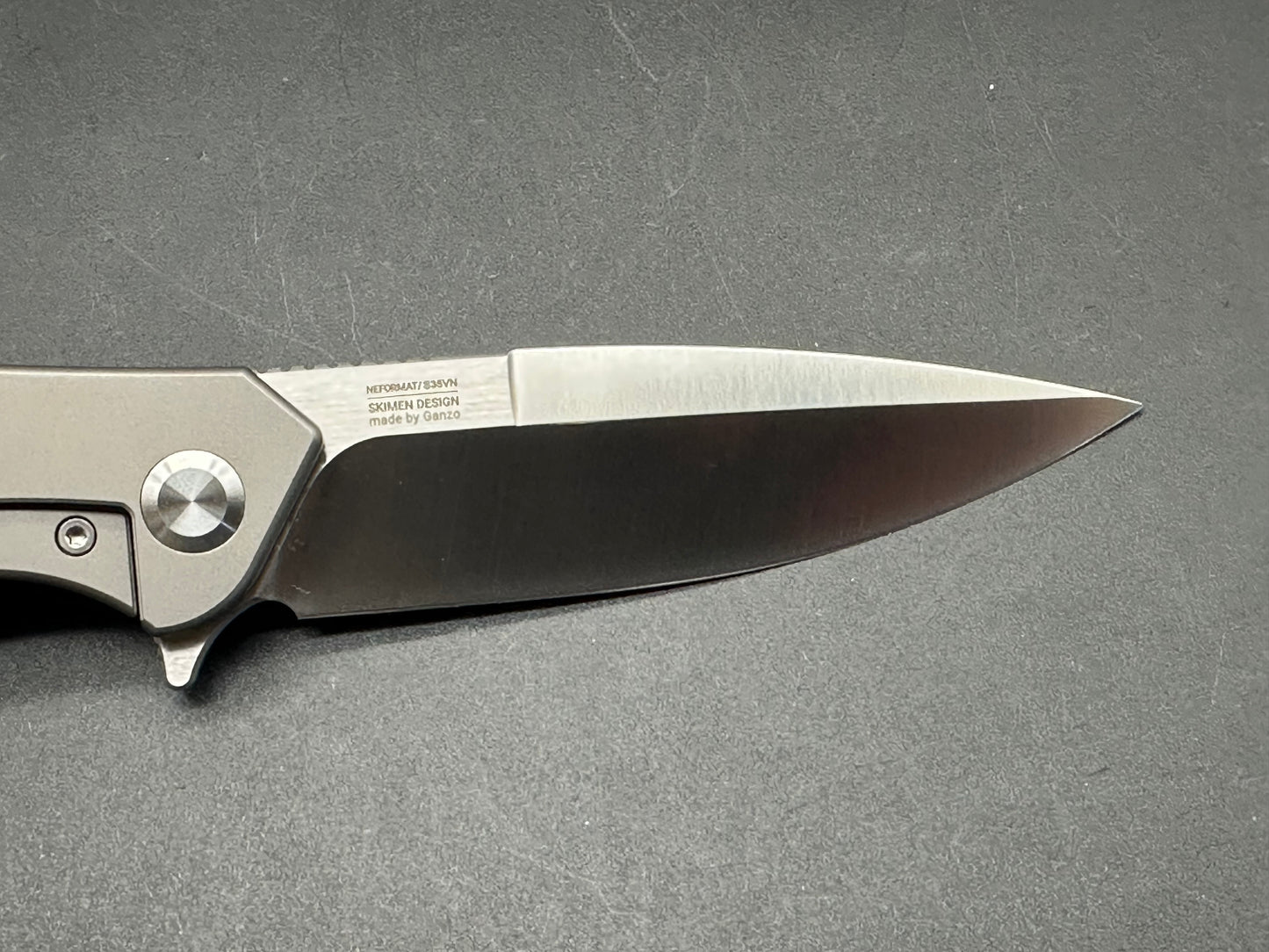 GANZO ADIMANTI SKIMEN-TI FOLDING KNIFE GRAY TITANIUM HANDLE S35VN DROP POINT PLAIN EDGE G-SKIMEN-TI