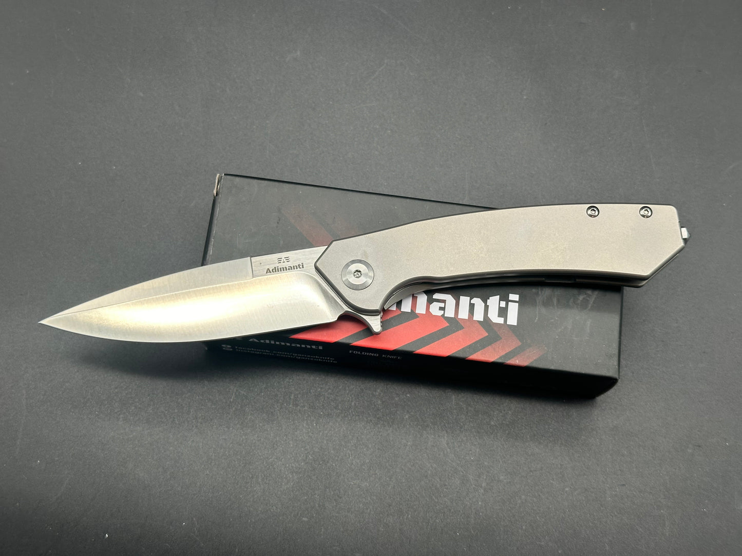 GANZO ADIMANTI SKIMEN-TI FOLDING KNIFE GRAY TITANIUM HANDLE S35VN DROP POINT PLAIN EDGE G-SKIMEN-TI