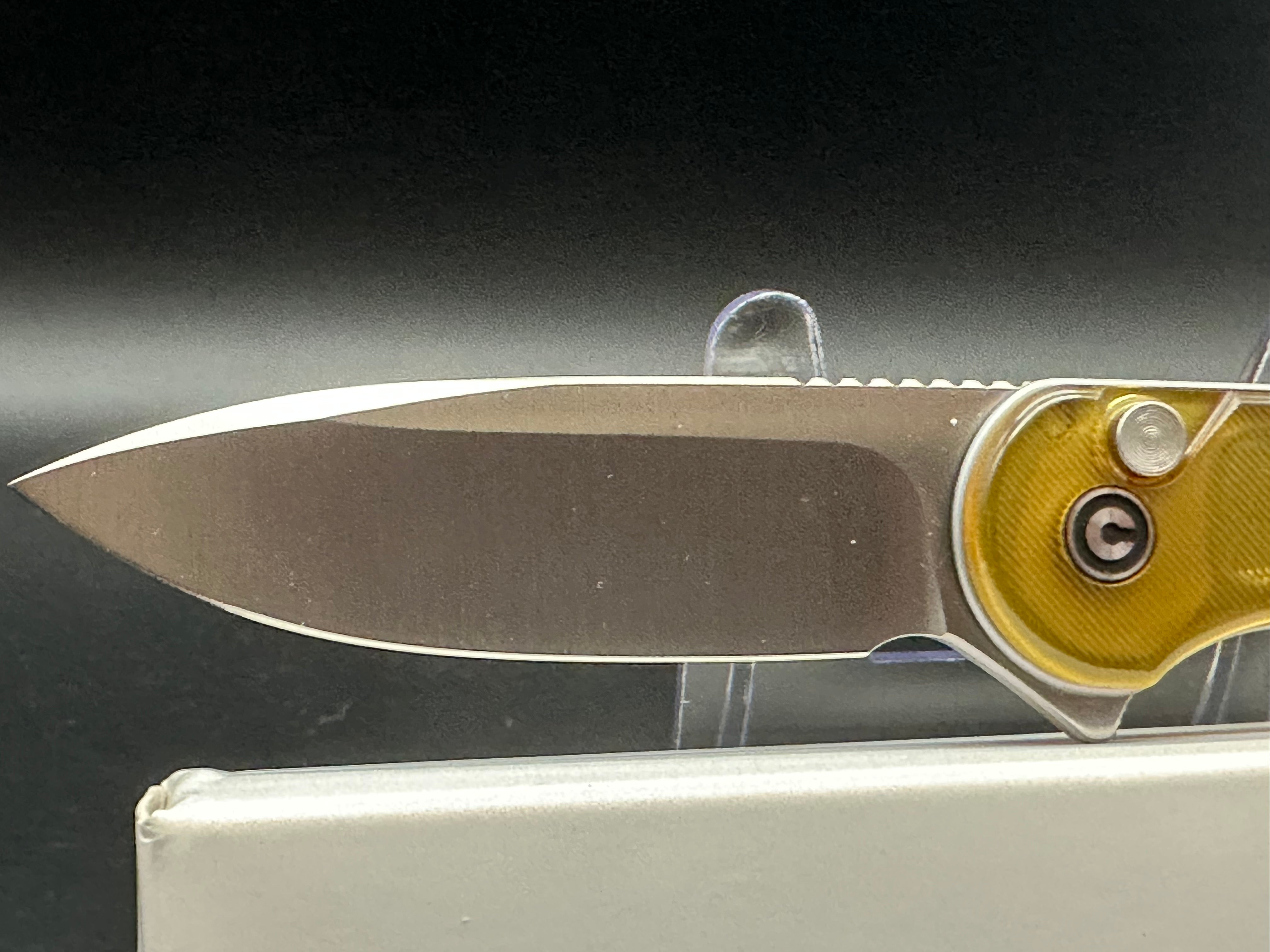 CIVIVI BUTTON LOCK ELEMENTUM II POLISHED ULTEM HANDLE NITRO-V DROP POINT PLAIN EDGE SATIN FINISH