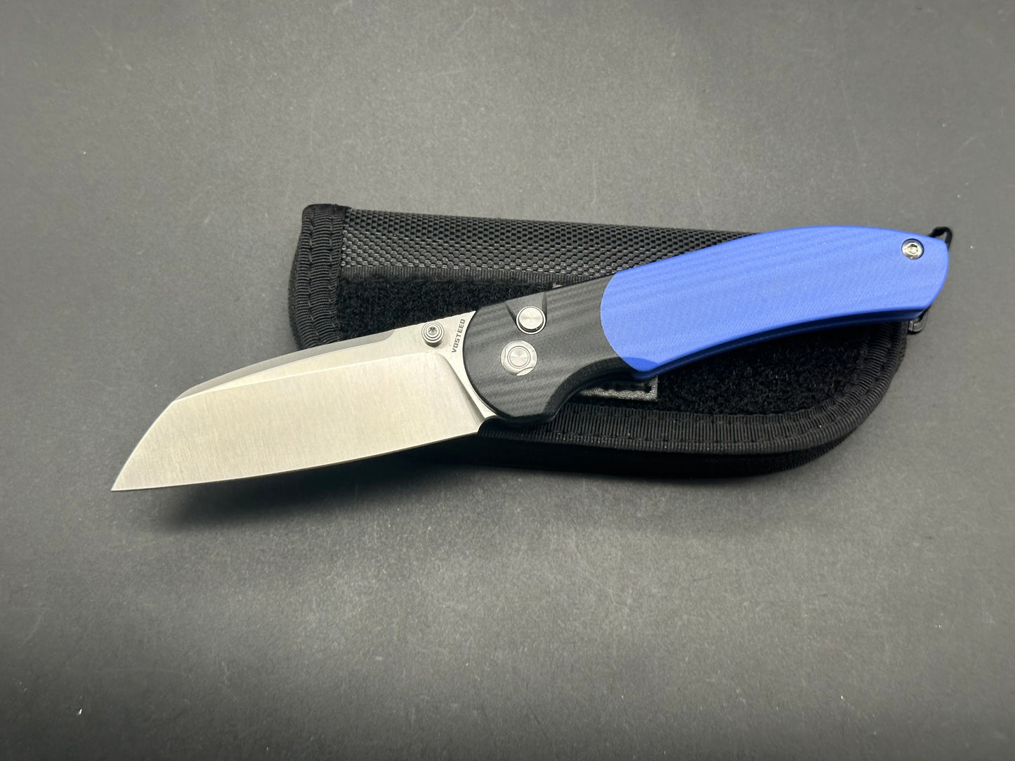 VOSTEED THORNTON TREK LOCK KNIFE BLUE/BLACK G10 HANDLE SATIN 14C28N BLADE A1702