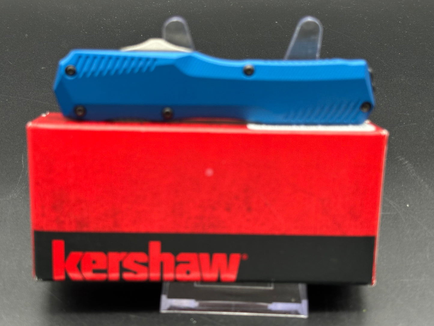 Kershaw Livewire OTF, 3.3" MagnaCut Spear Point Stonewash Blade with Blue Aluminum Handle