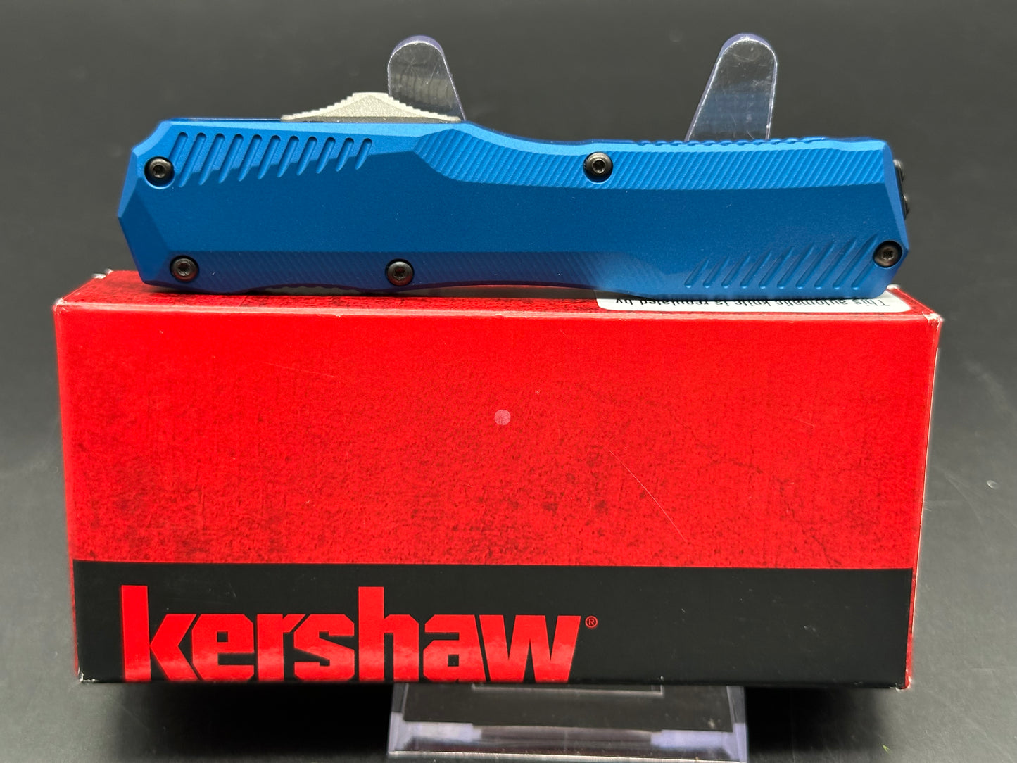 Kershaw Livewire OTF, 3.3" MagnaCut Spear Point Stonewash Blade with Blue Aluminum Handle