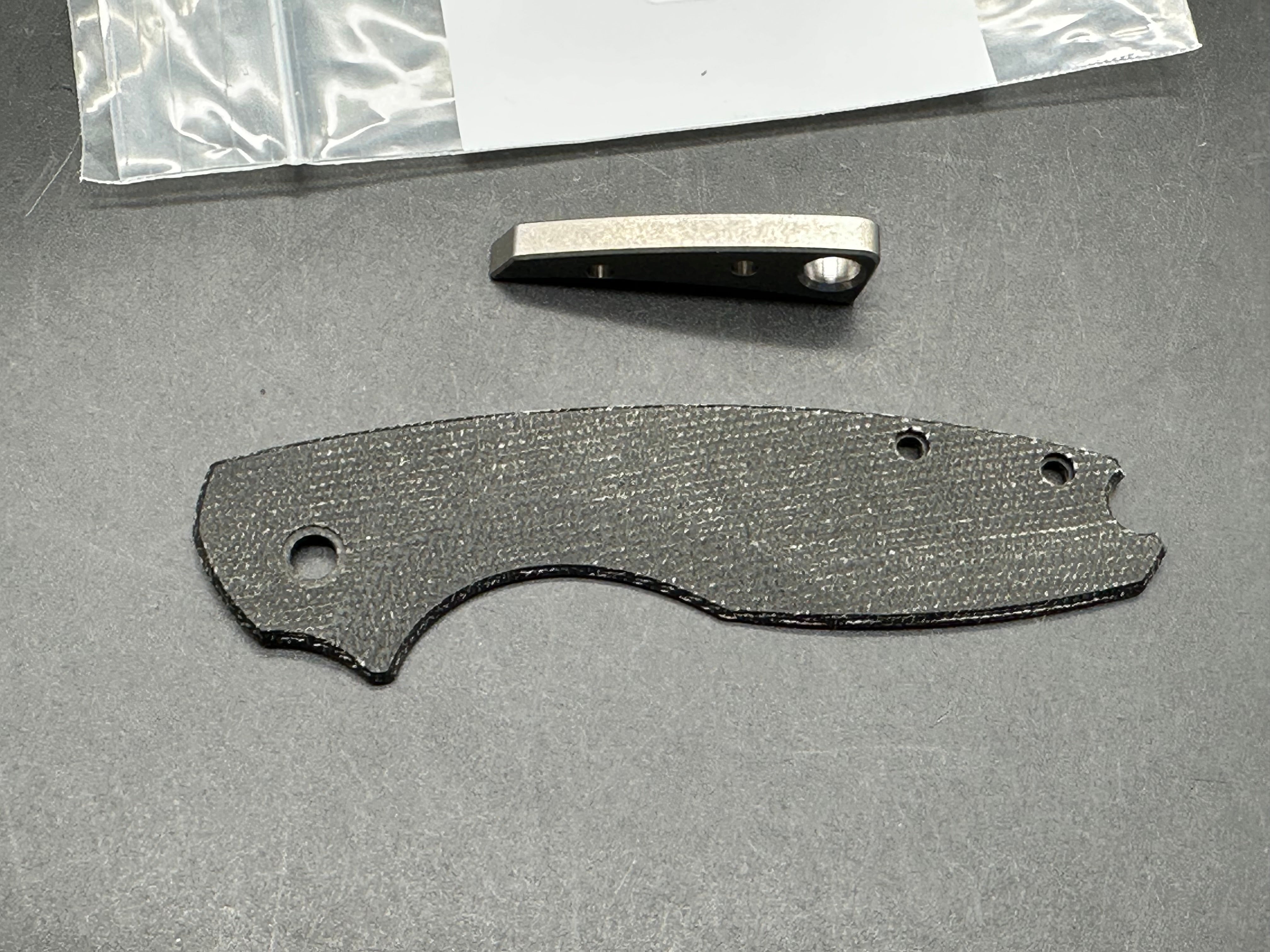 CRKT Pilar III Black Micarta Replacement Scale and Stonewash Titanium Backspacer from Flytanium