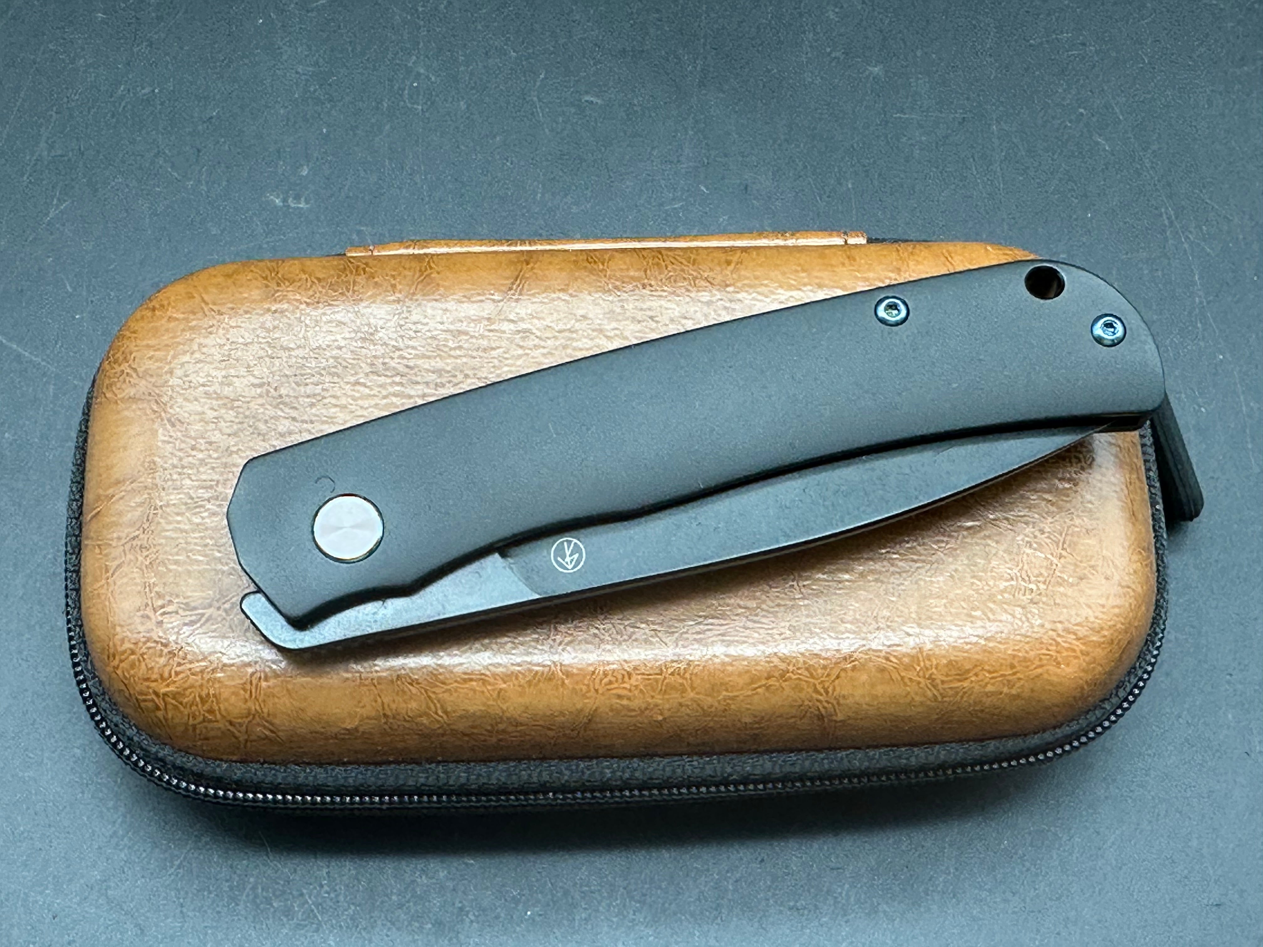 PMP Knives User II Frame Lock Knife Black Titanium /w Blue Screws (3" Black)