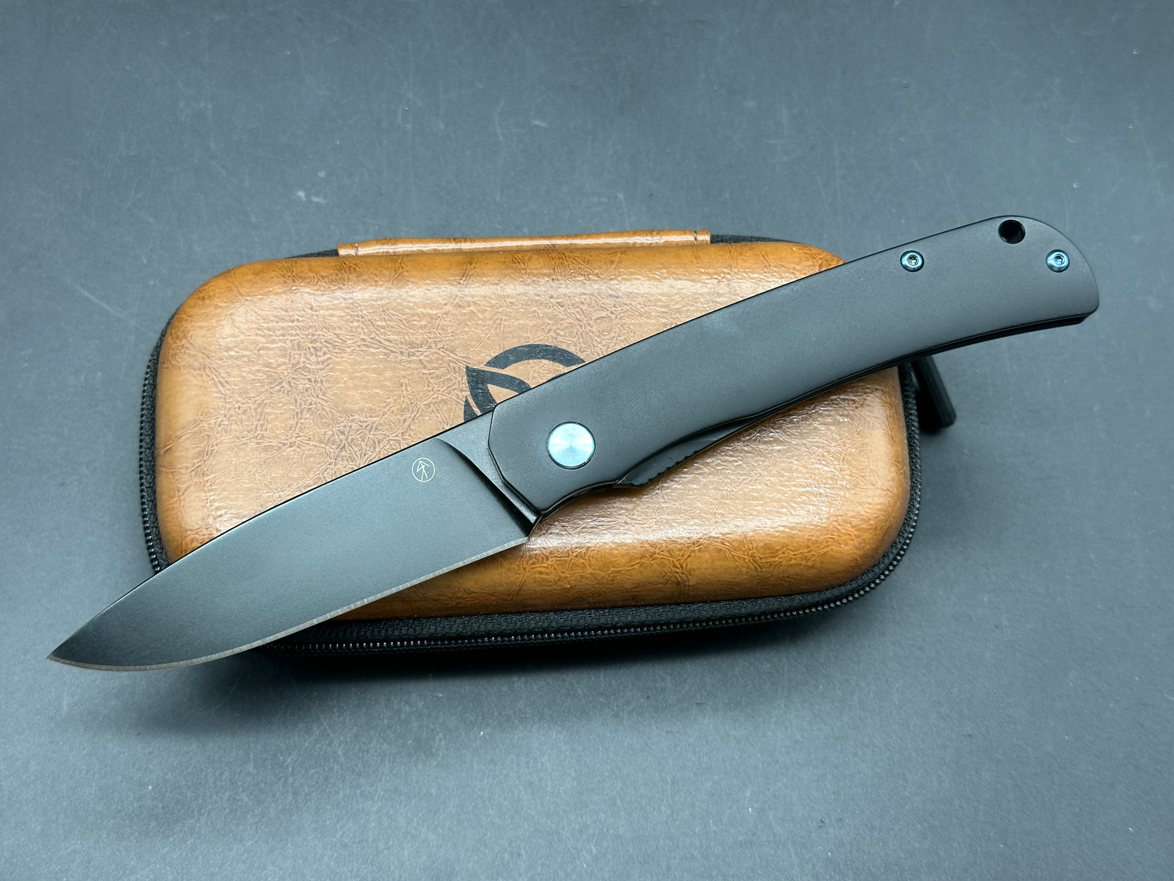PMP Knives User II Frame Lock Knife Black Titanium /w Blue Screws (3" Black)
