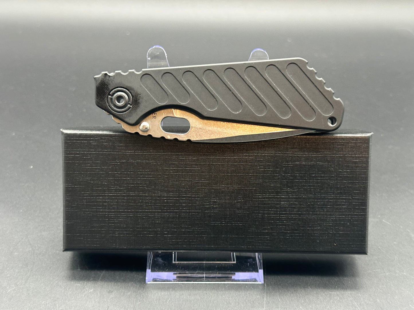 Strider SNG With Strider Logo, Black Aluminum And Flamed Titanium CPM20CV