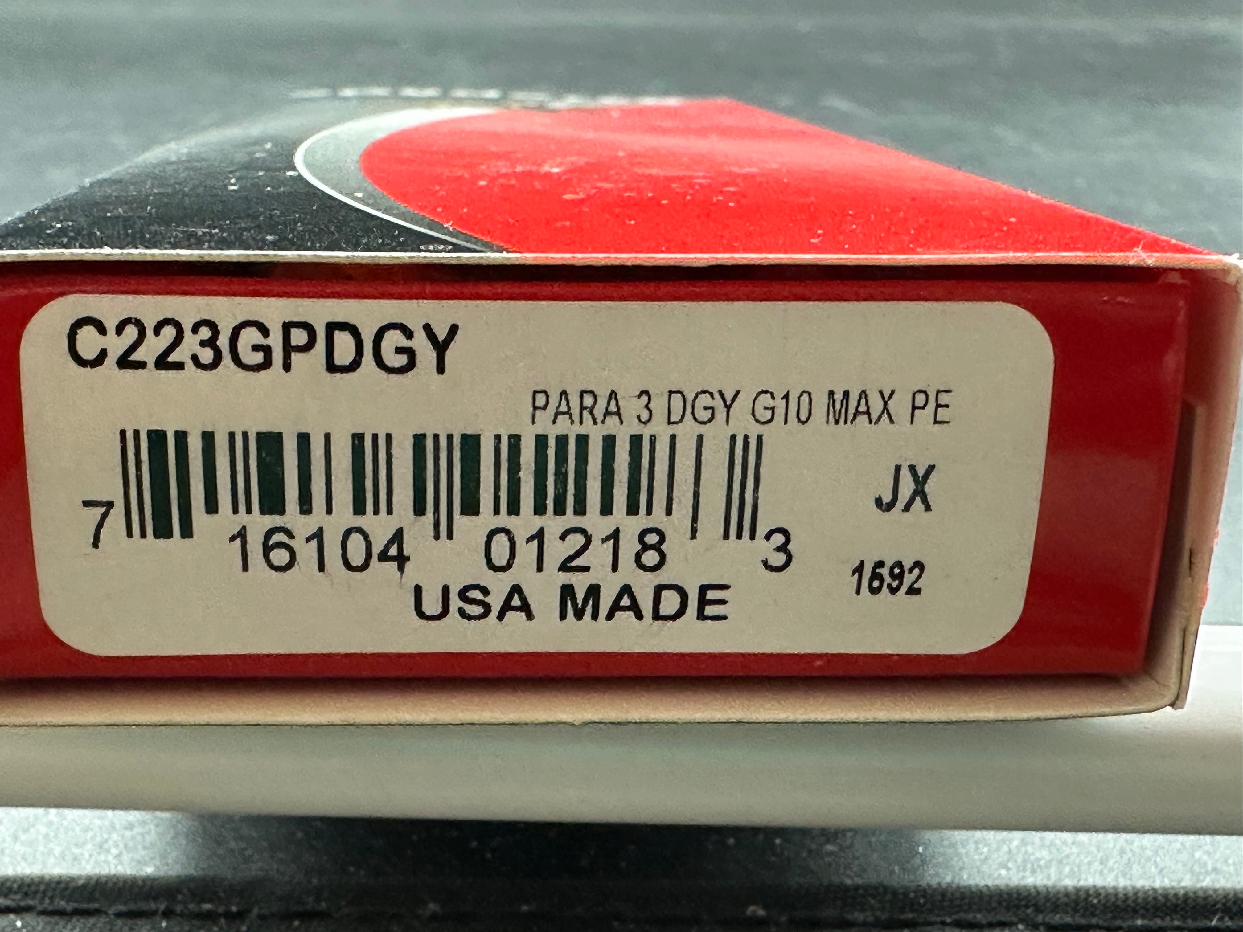 Spyderco Para 3, 2.93" Maxamet Stonewash Modified Clip Point Blade with Gray G10 Scales