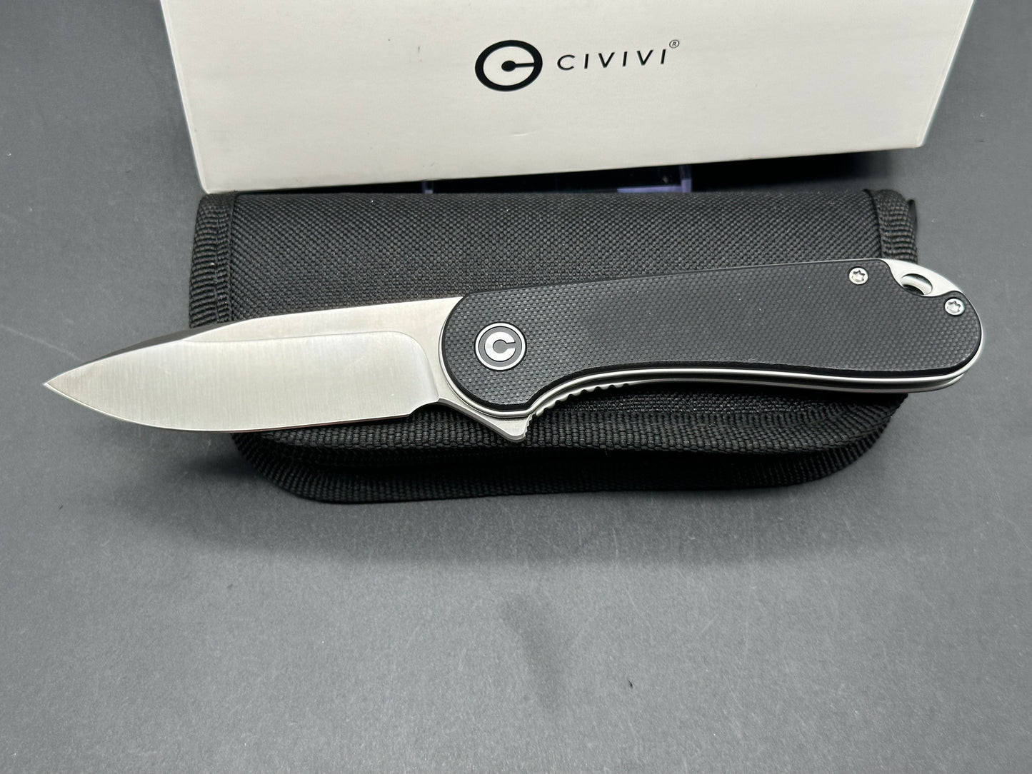 Civivi Elementum D2 Satin Drop Point Blade with Black G10 Handle