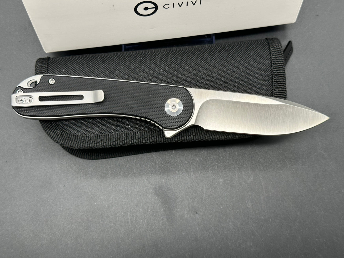 Civivi Elementum D2 Satin Drop Point Blade with Black G10 Handle