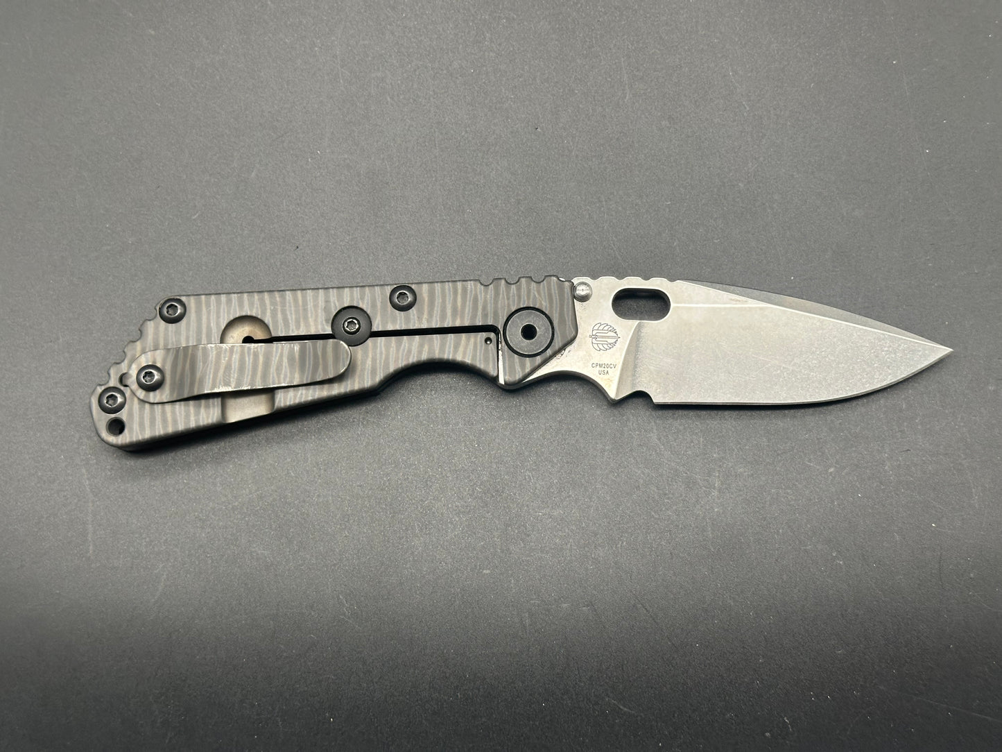 Strider SNG With Strider Logo, Black Aluminum And Flamed Titanium CPM20CV