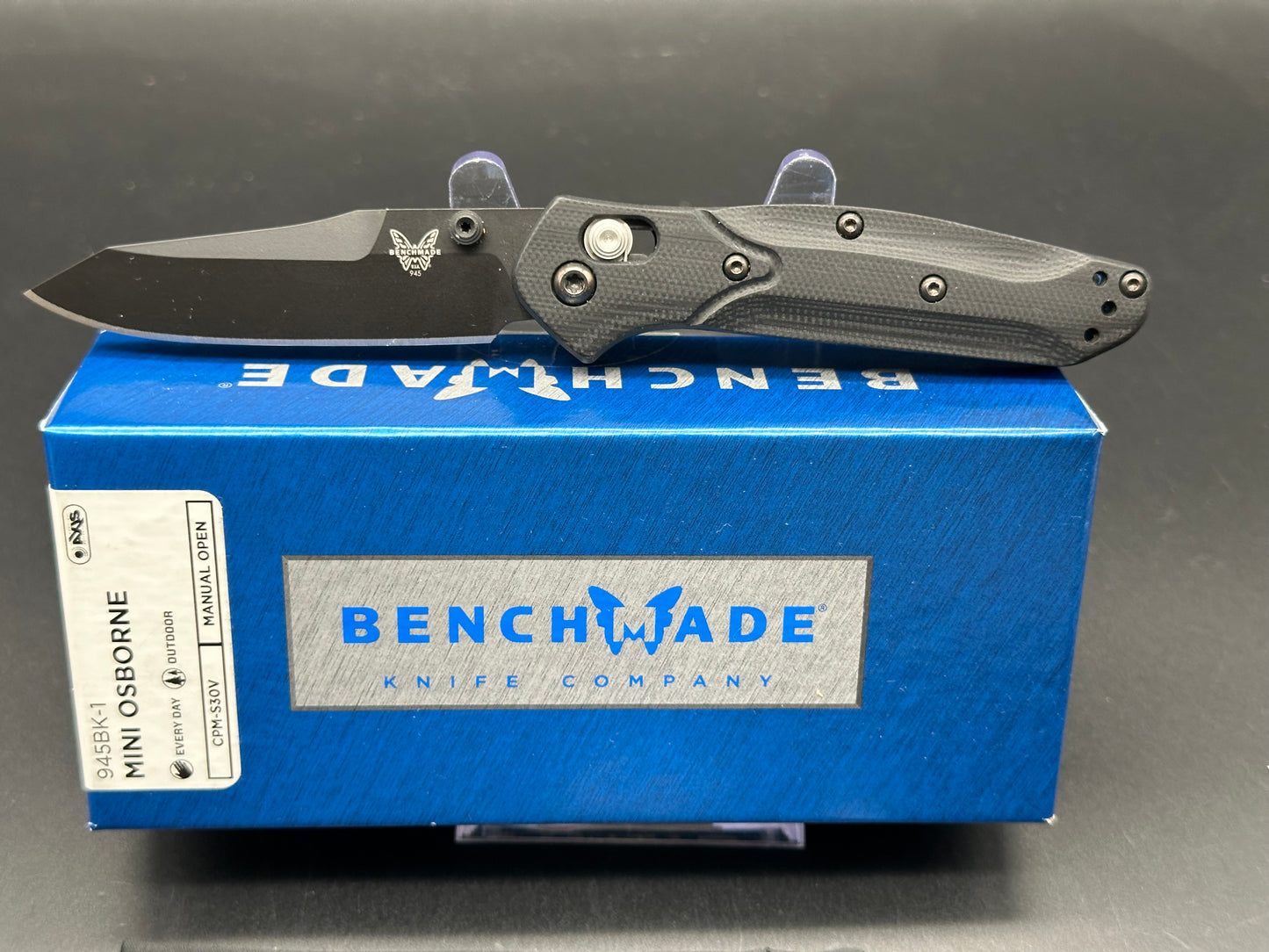 Benchmade 945BK-1 Mini Osborne AXIS Lock Knife Black G-10 (2.9" Black)