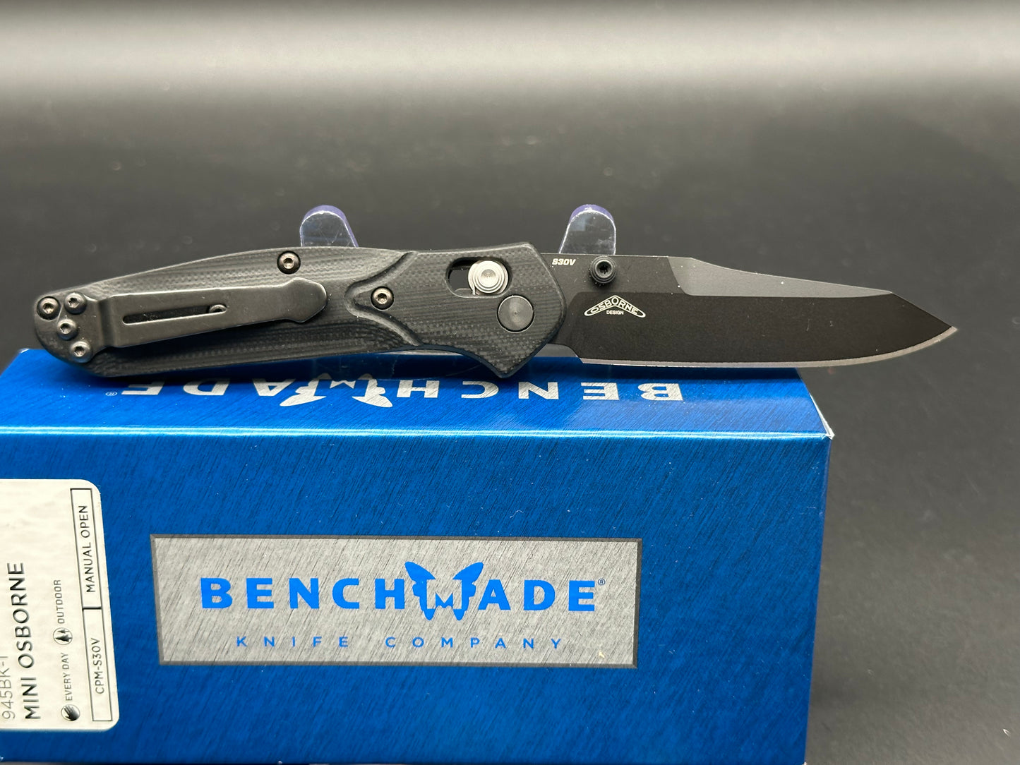 Benchmade 945BK-1 Mini Osborne AXIS Lock Knife Black G-10 (2.9" Black)