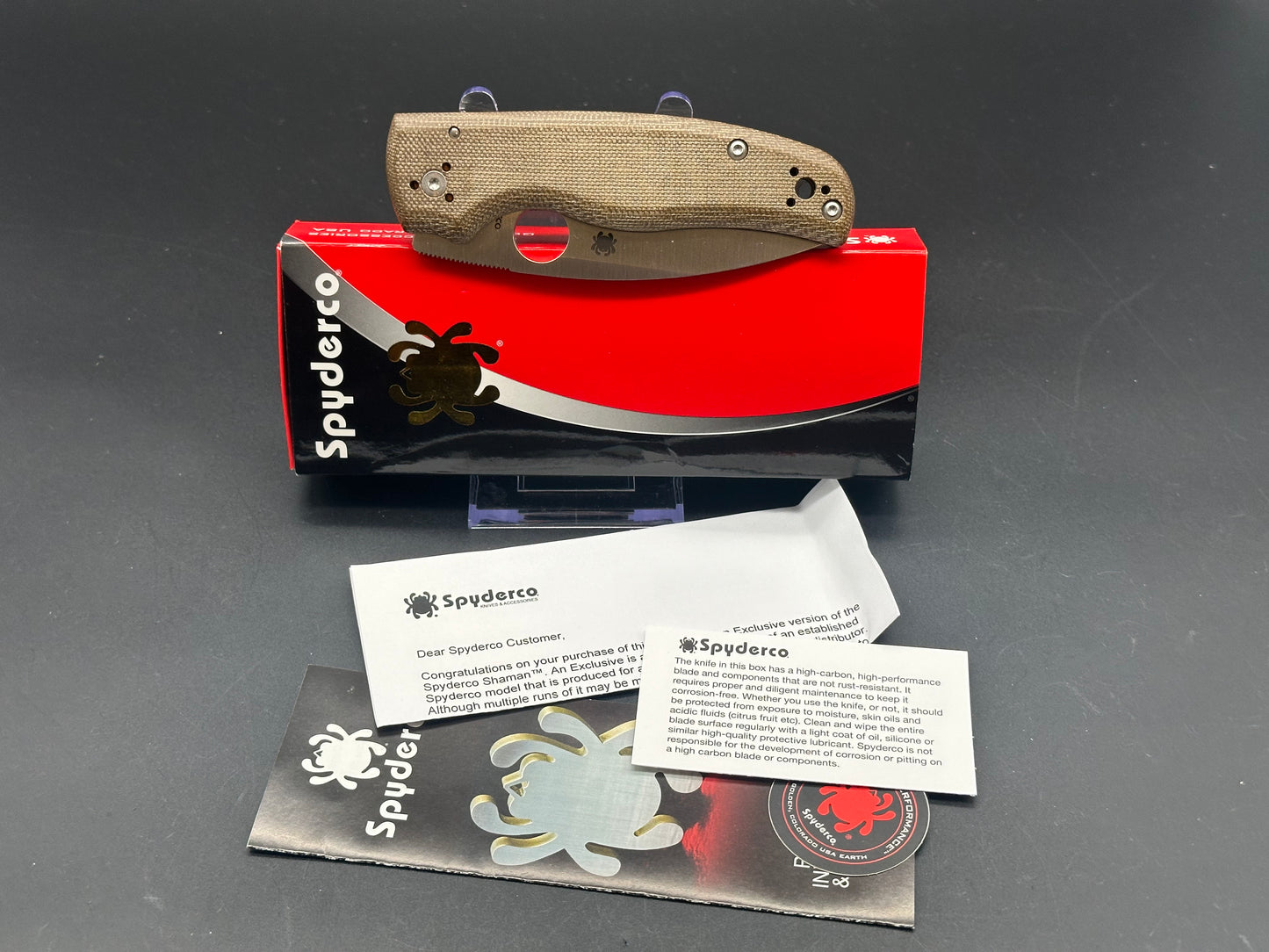 Spyderco Shaman Green Canvas Micarta Knife (3.6" Satin M4) C229MPM4