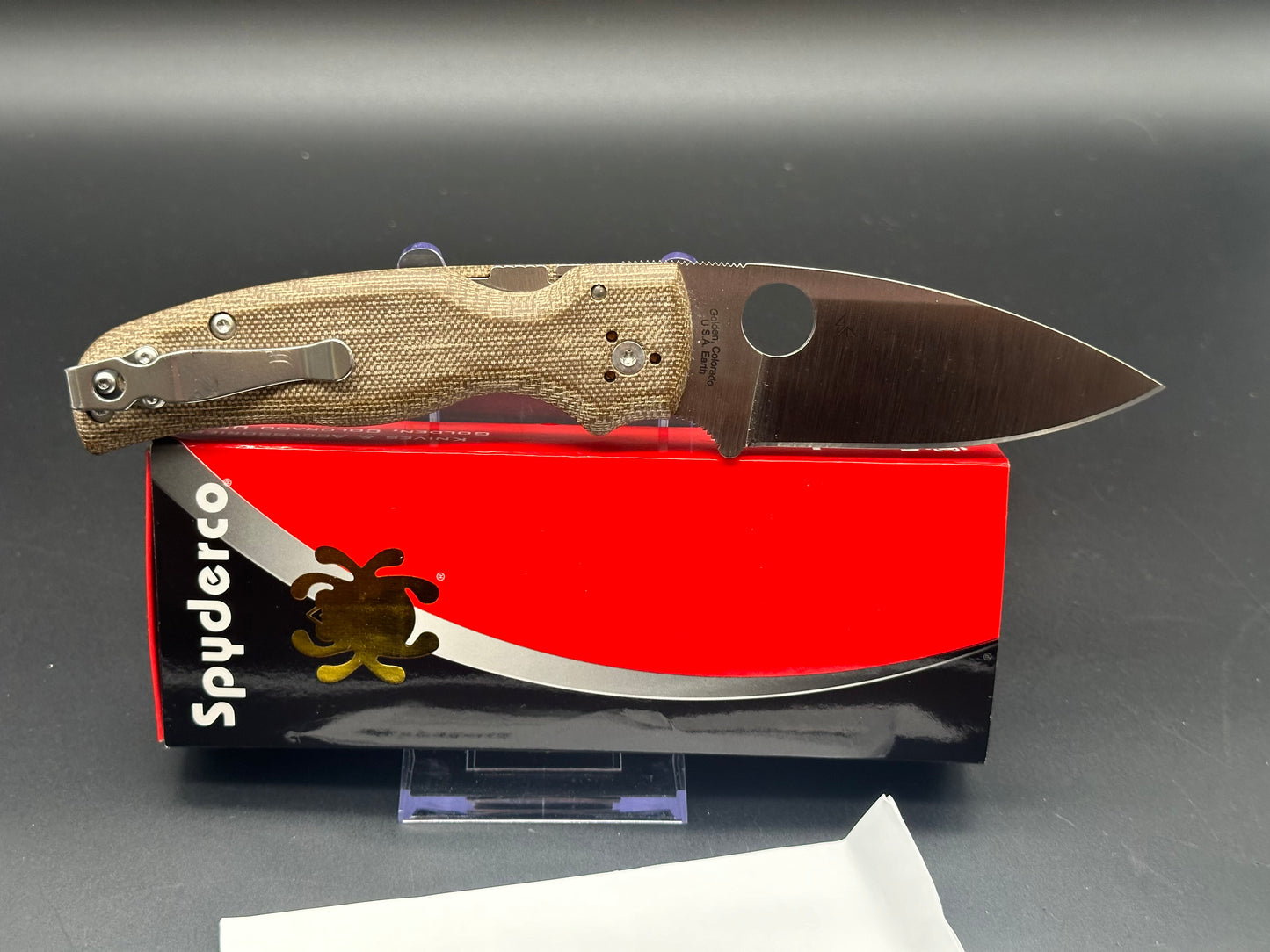 Spyderco Shaman Green Canvas Micarta Knife (3.6" Satin M4) C229MPM4