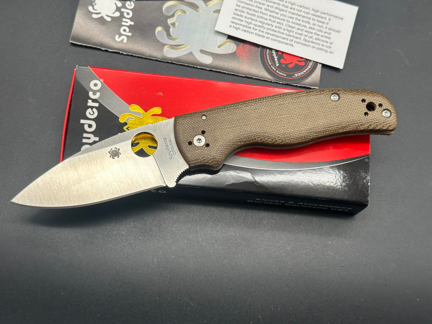 Spyderco Shaman Green Canvas Micarta Knife (3.6" Satin M4) C229MPM4