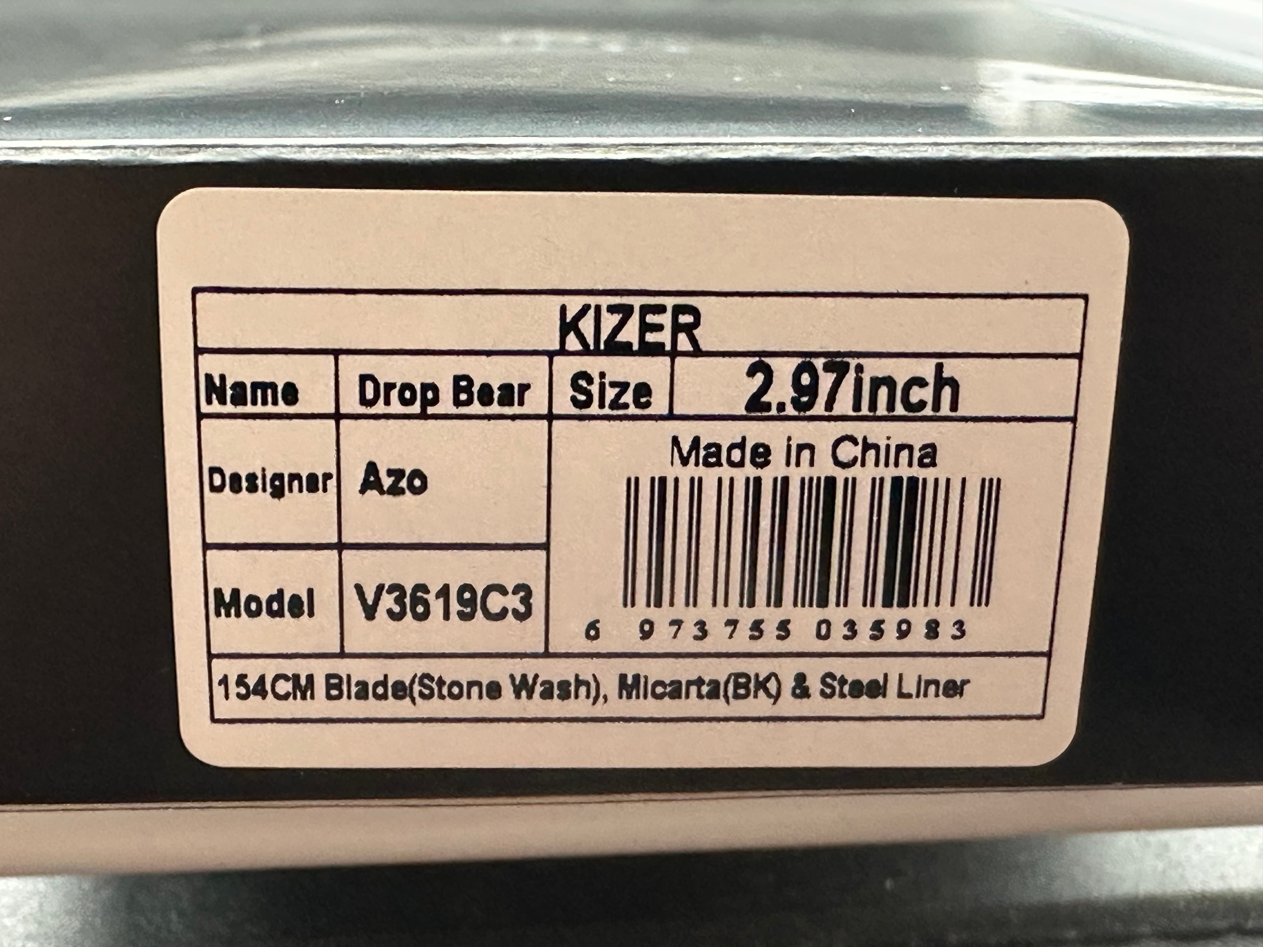 Kizer Drop Bear, 2.99" 154CM Stonewash Blade with Votix Carbon Fiber Scales