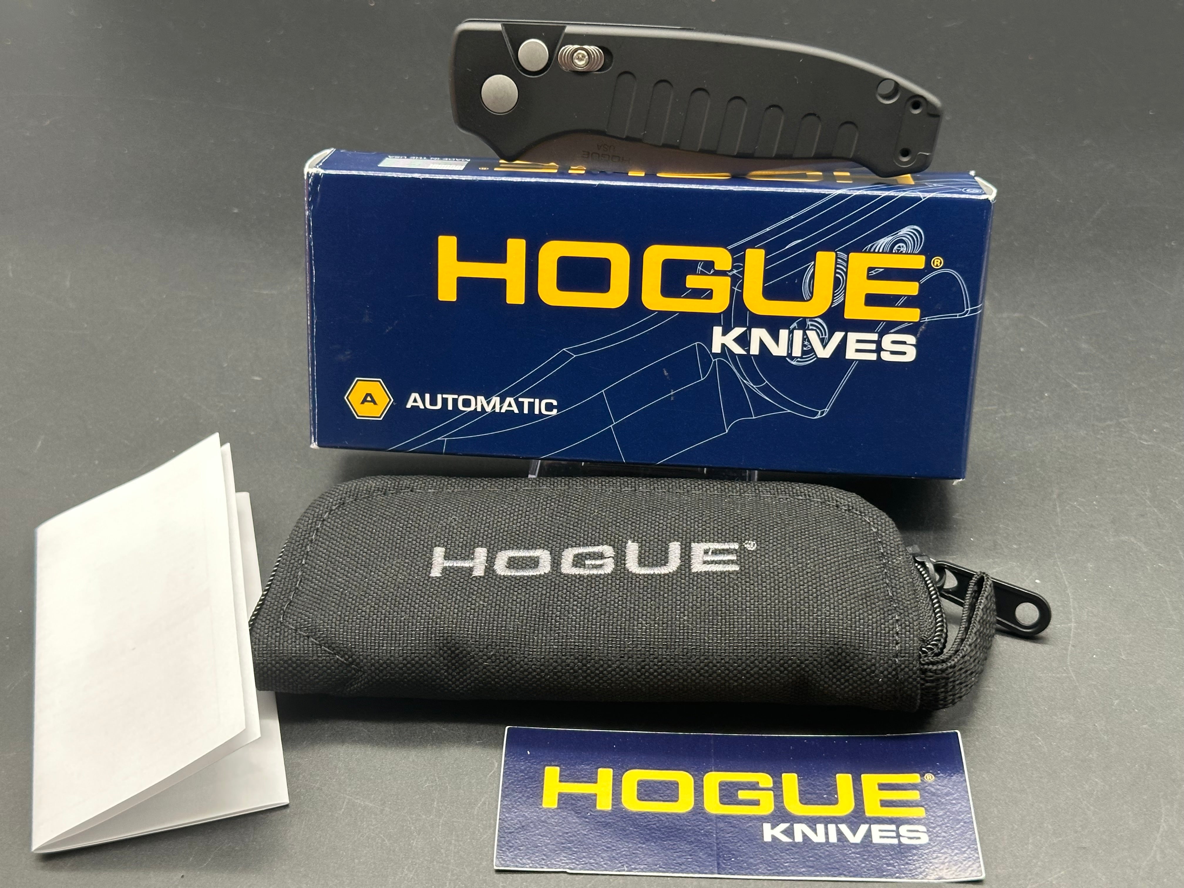 Hogue Ballista Drop Point Auto Black Aluminum 3.5" Blade – 154CM Steel. Button Lock