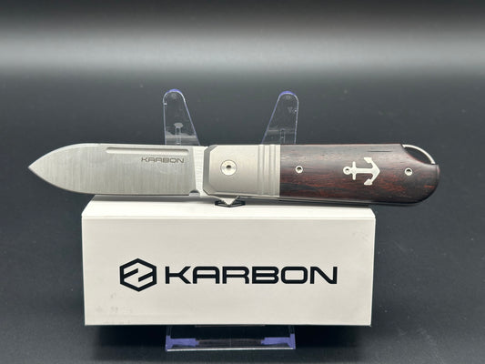 Karbon Knives Ken Onion Ahoy Bolstered Titanium Handles /Desert Ironwood Scales KnifeCenter Exclusive