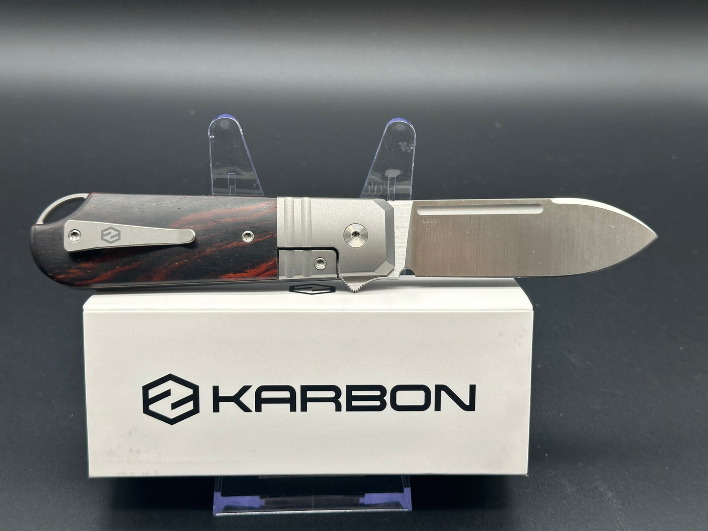 Karbon Knives Ken Onion Ahoy Bolstered Titanium Handles /Desert Ironwood Scales KnifeCenter Exclusive