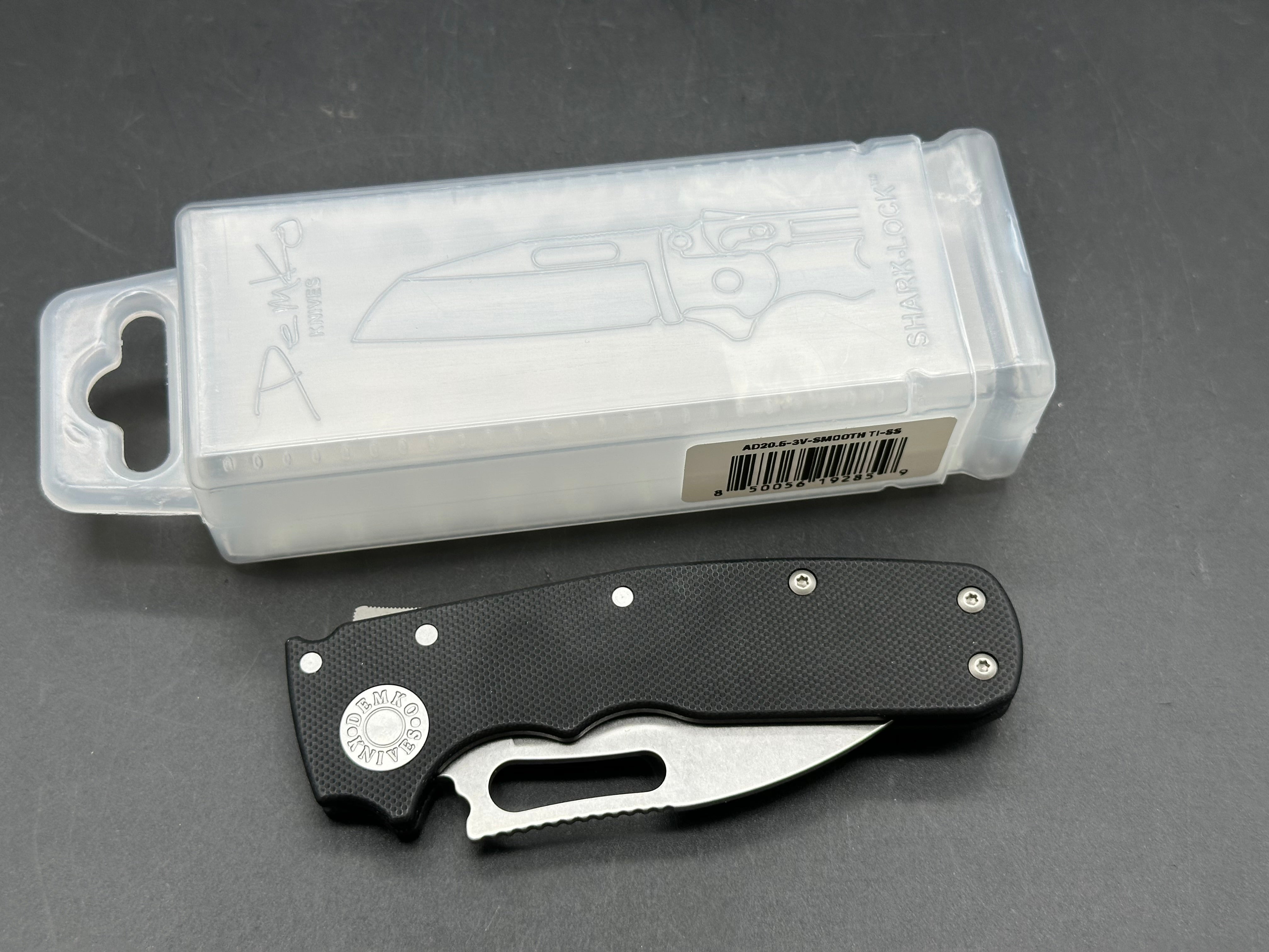 Demko Shark Cub Slicer, 2.75" CPM 20CV Stonewash Blade with Black G10 Scales