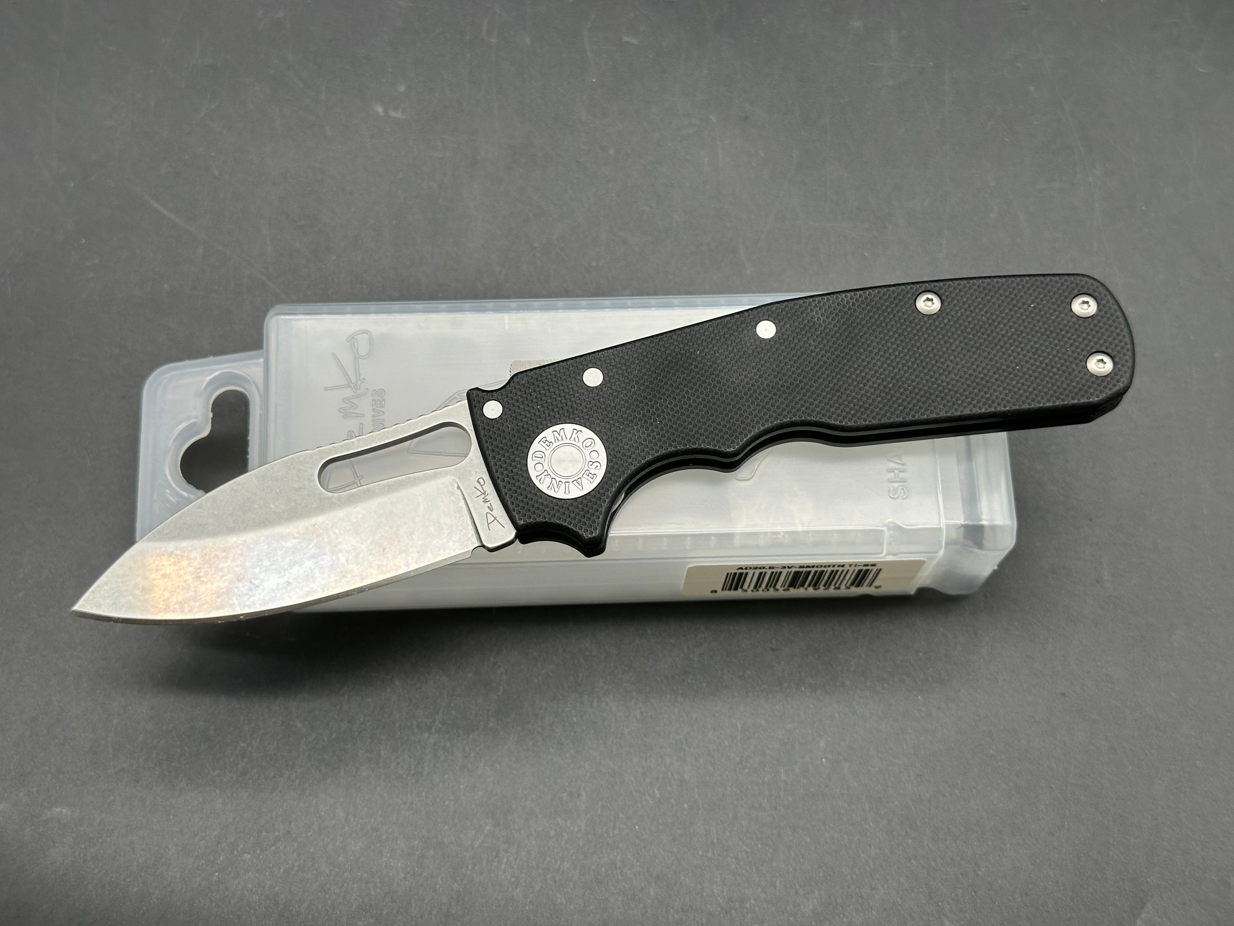 Demko Shark Cub Slicer, 2.75" CPM 20CV Stonewash Blade with Black G10 Scales