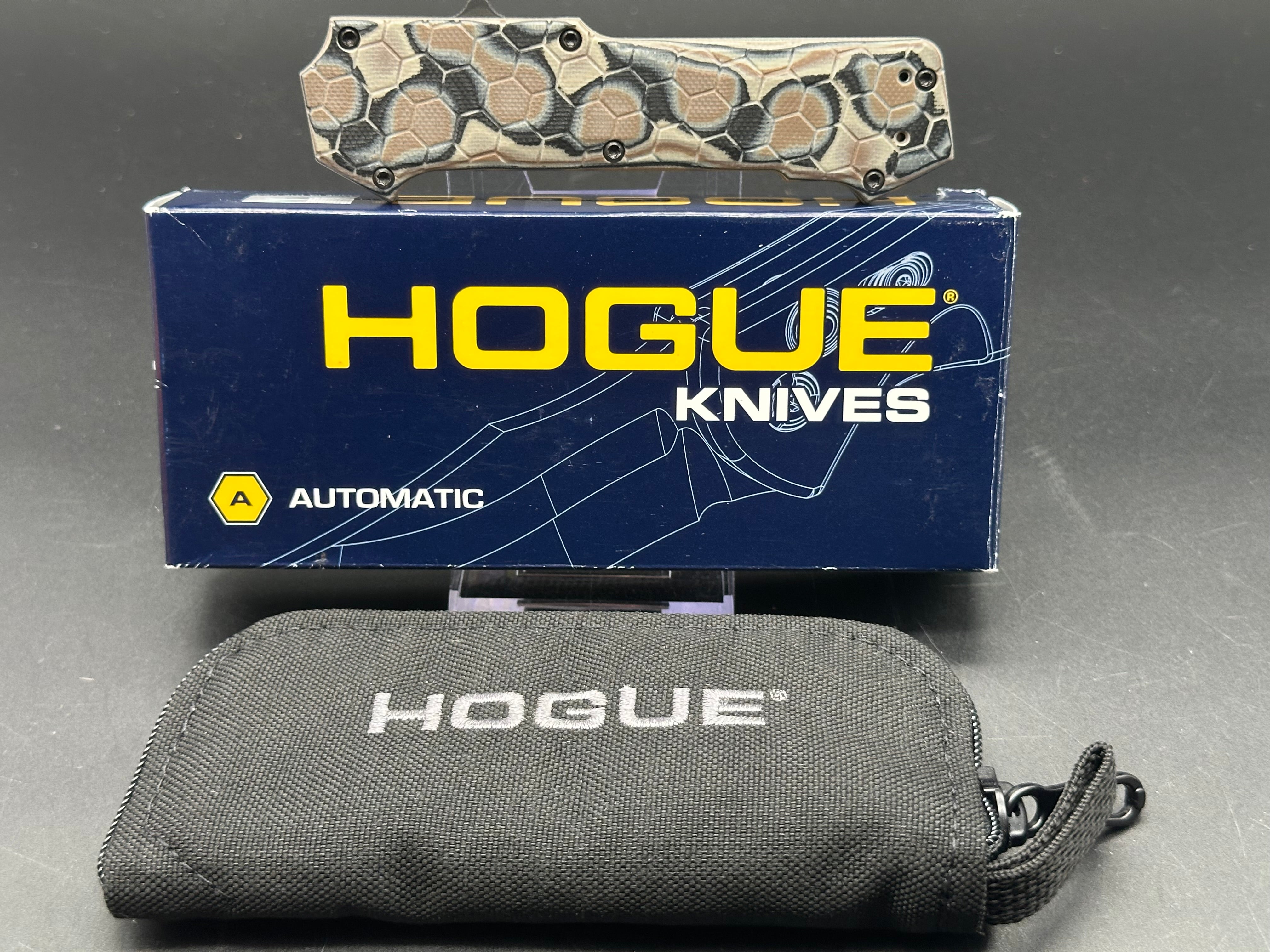 Hogue Knives Compound Tanto OTF Knife. Dark Earth G-Mascus Handle 3.5" Black S30V