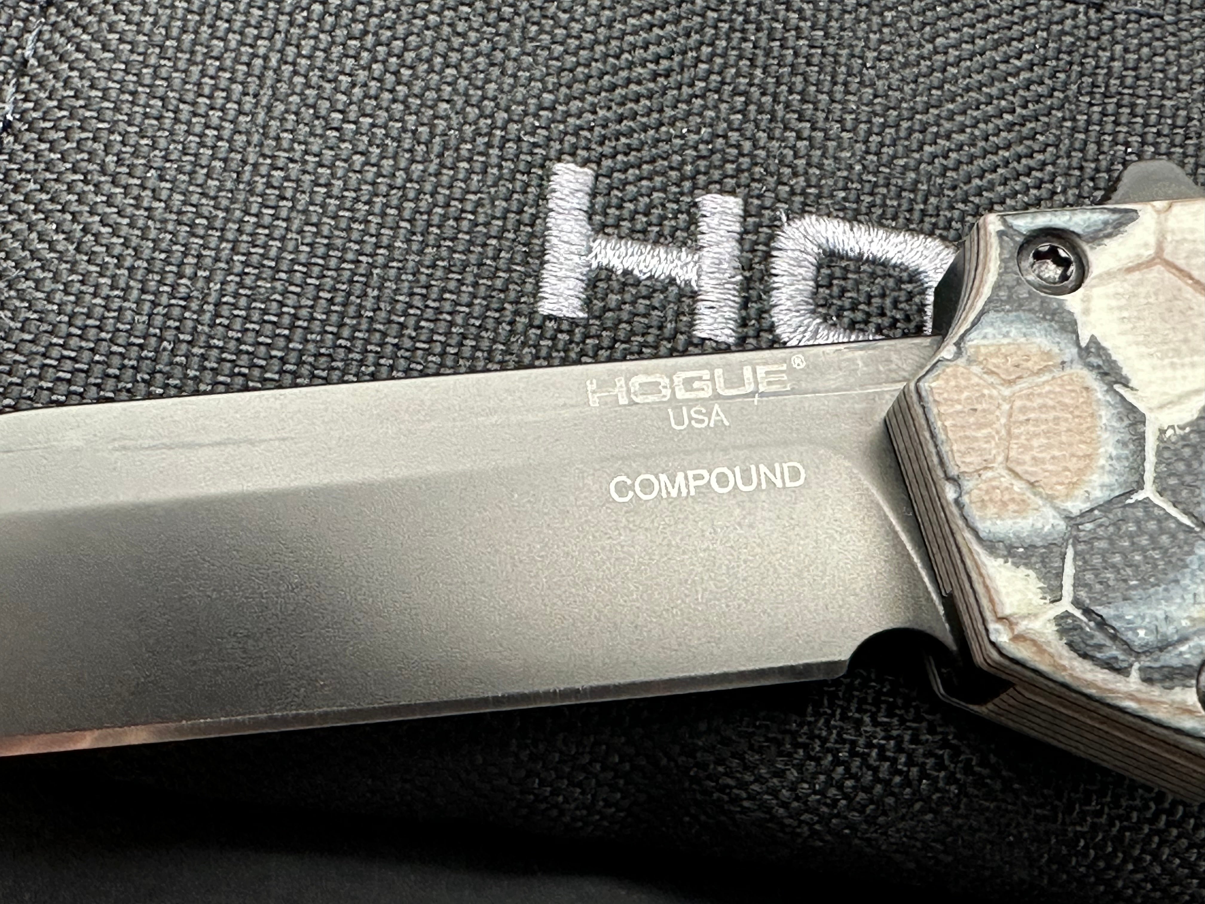 Hogue Knives Compound Tanto OTF Knife. Dark Earth G-Mascus Handle 3.5" Black S30V