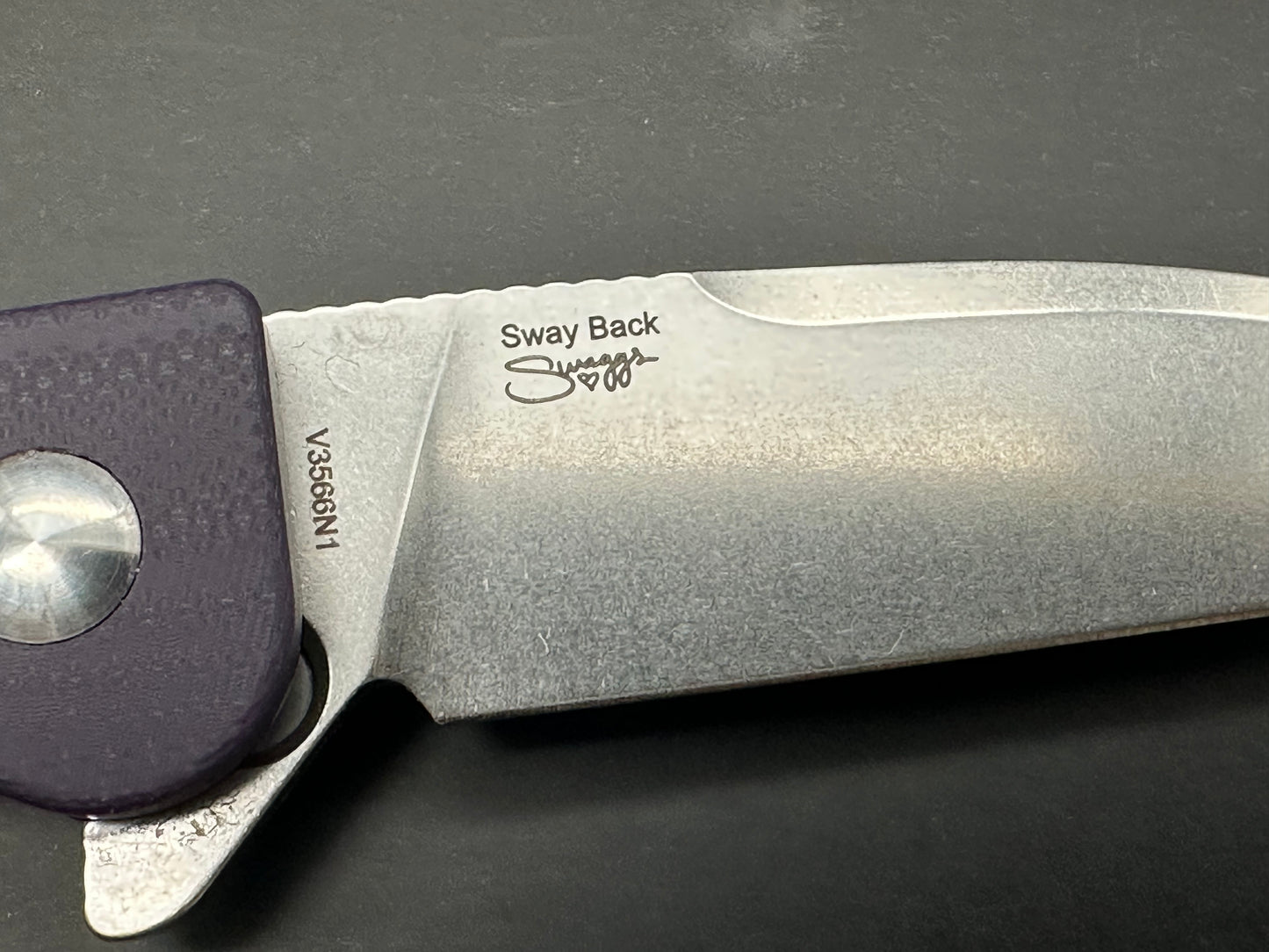 KIZER SWAY BACK FOLDING KNIFE PURPLE G10 HANDLE N690 PLAIN EDGE V3566N1