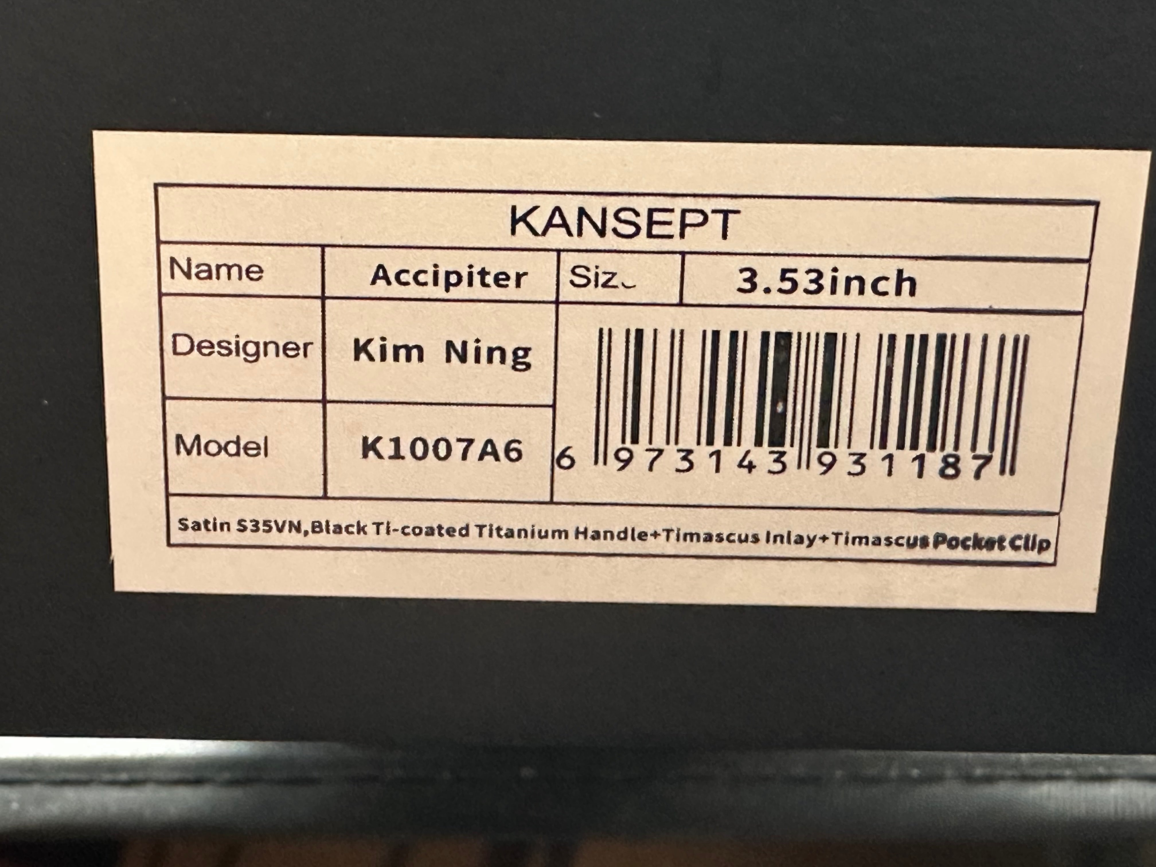 Kansept Accipiter Timascus insert and clip NIB
