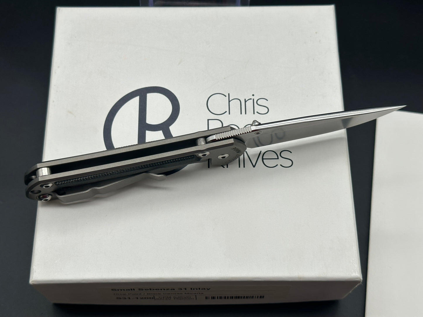 Chris Reeves CRK Small SEBENZA 31 BLACK CANVAS MICARTA DROP POINT