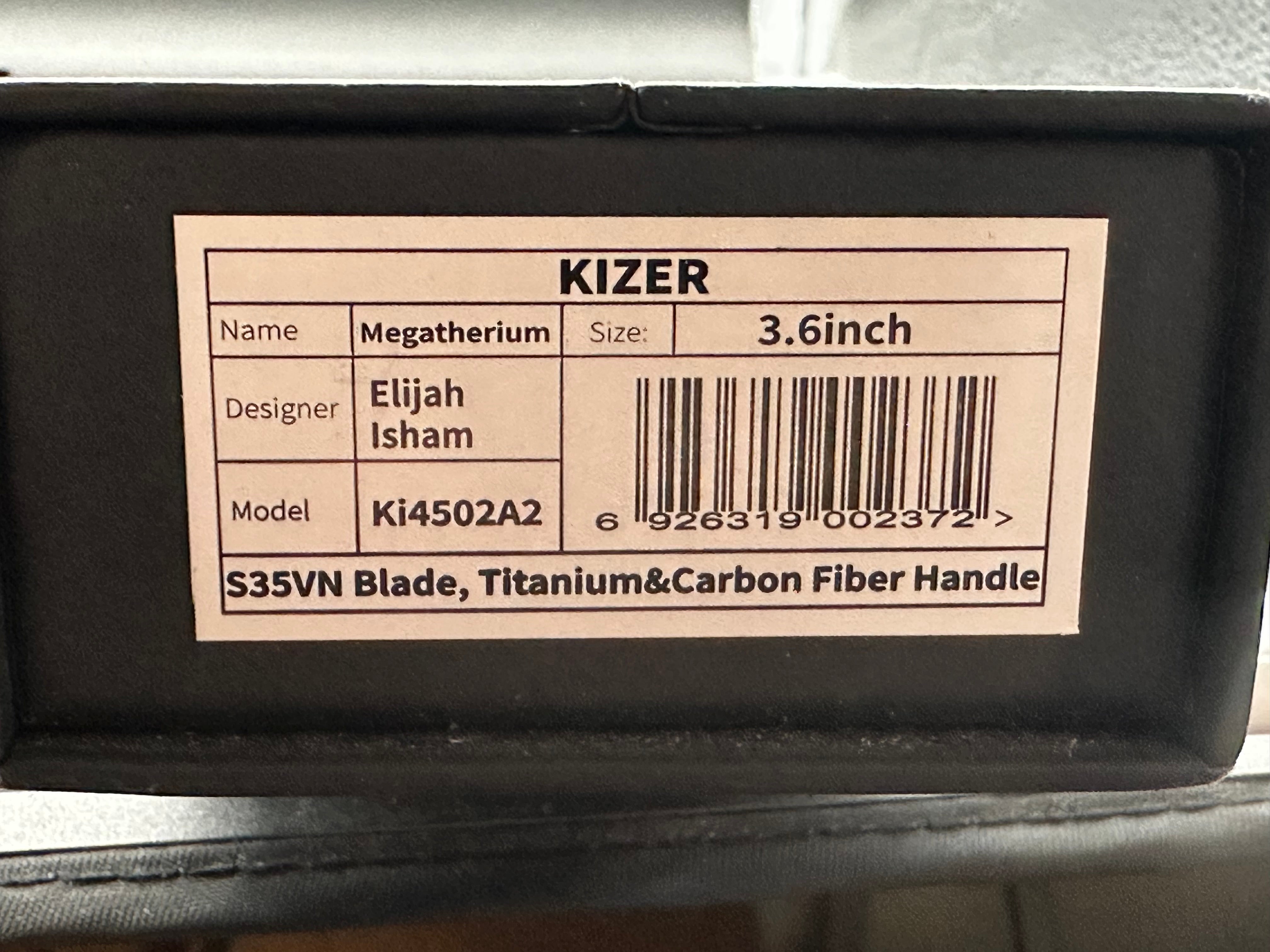 KIZER - MEGATHERIUM - TITANIUM BLACK STONEWASH - FRAME LOCK