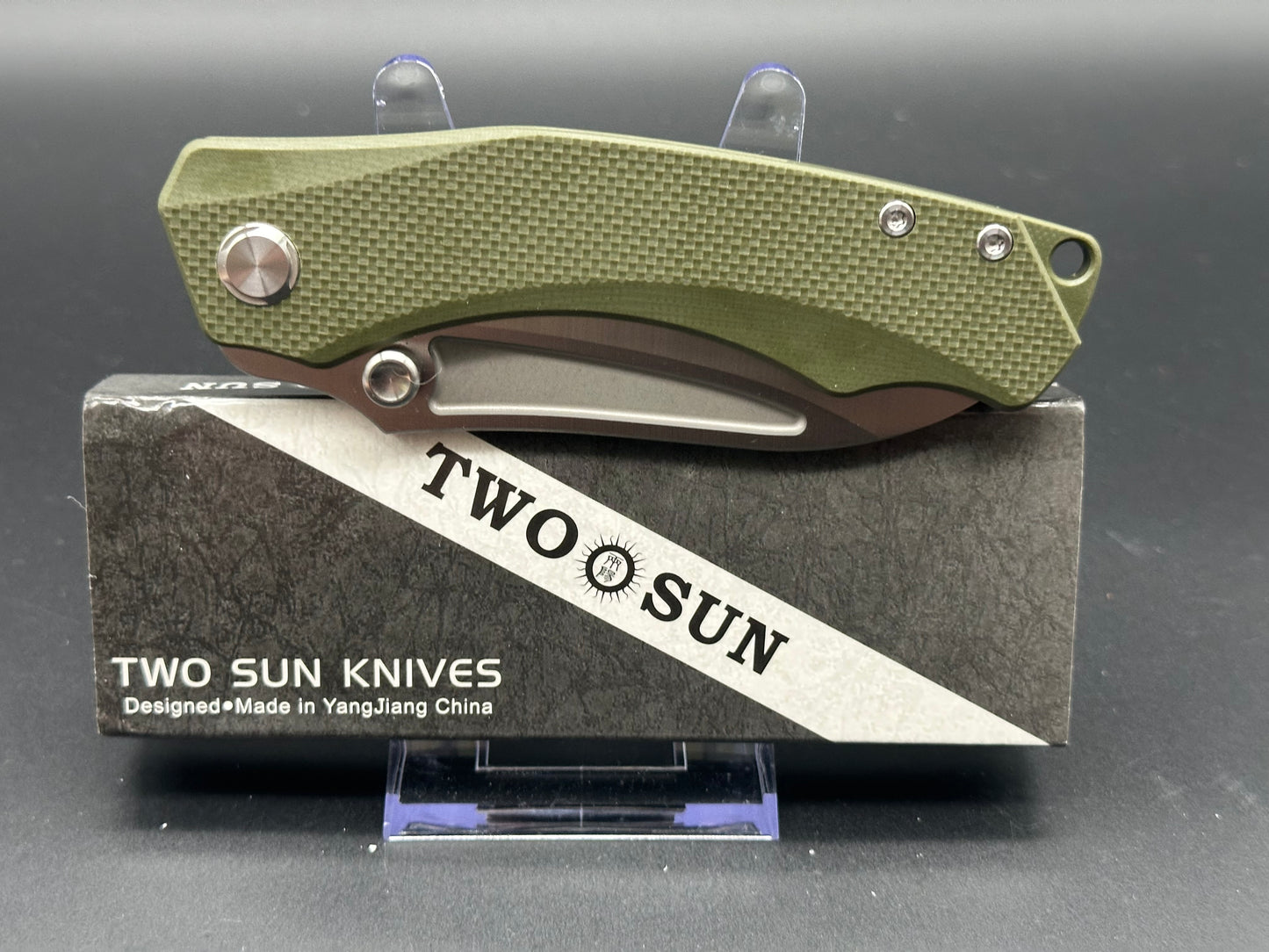 TWOSUN TS425 green G10 handle w/K110 blade