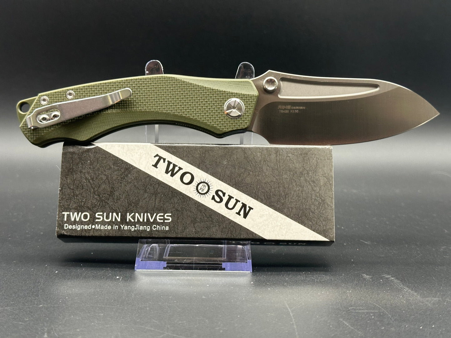 TWOSUN TS425 green G10 handle w/K110 blade