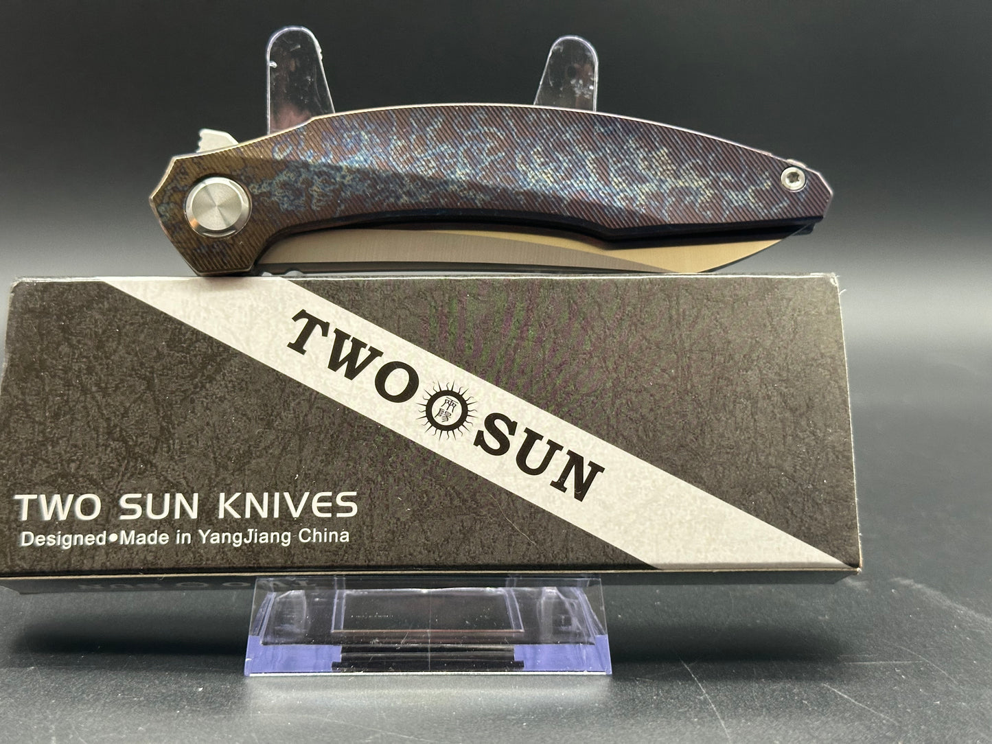 TWOSUN TS51-COLOR FOLDING KNIFE COLOR TITANIUM HANDLE M390 PLAIN EDGE