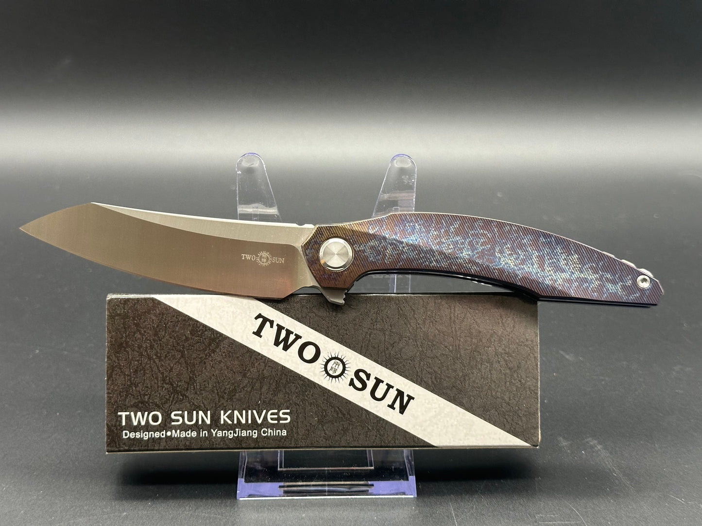 TWOSUN TS51-COLOR FOLDING KNIFE COLOR TITANIUM HANDLE M390 PLAIN EDGE