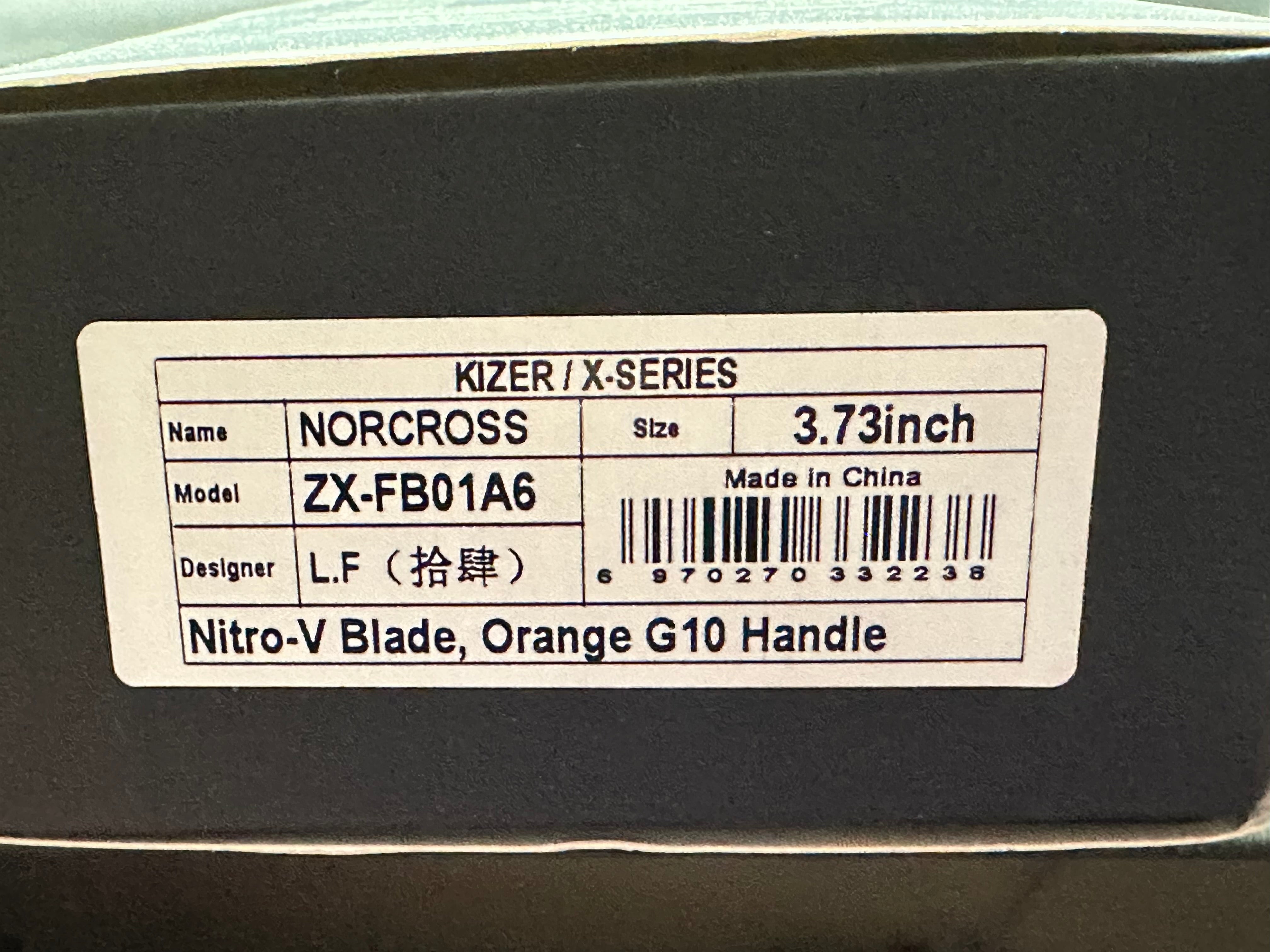 KIZER NORCROSS FIXED BLADE ORANGE G10 HANDLE NITRO-V SPEAR POINT PARTIALLY SERRATED EDGE