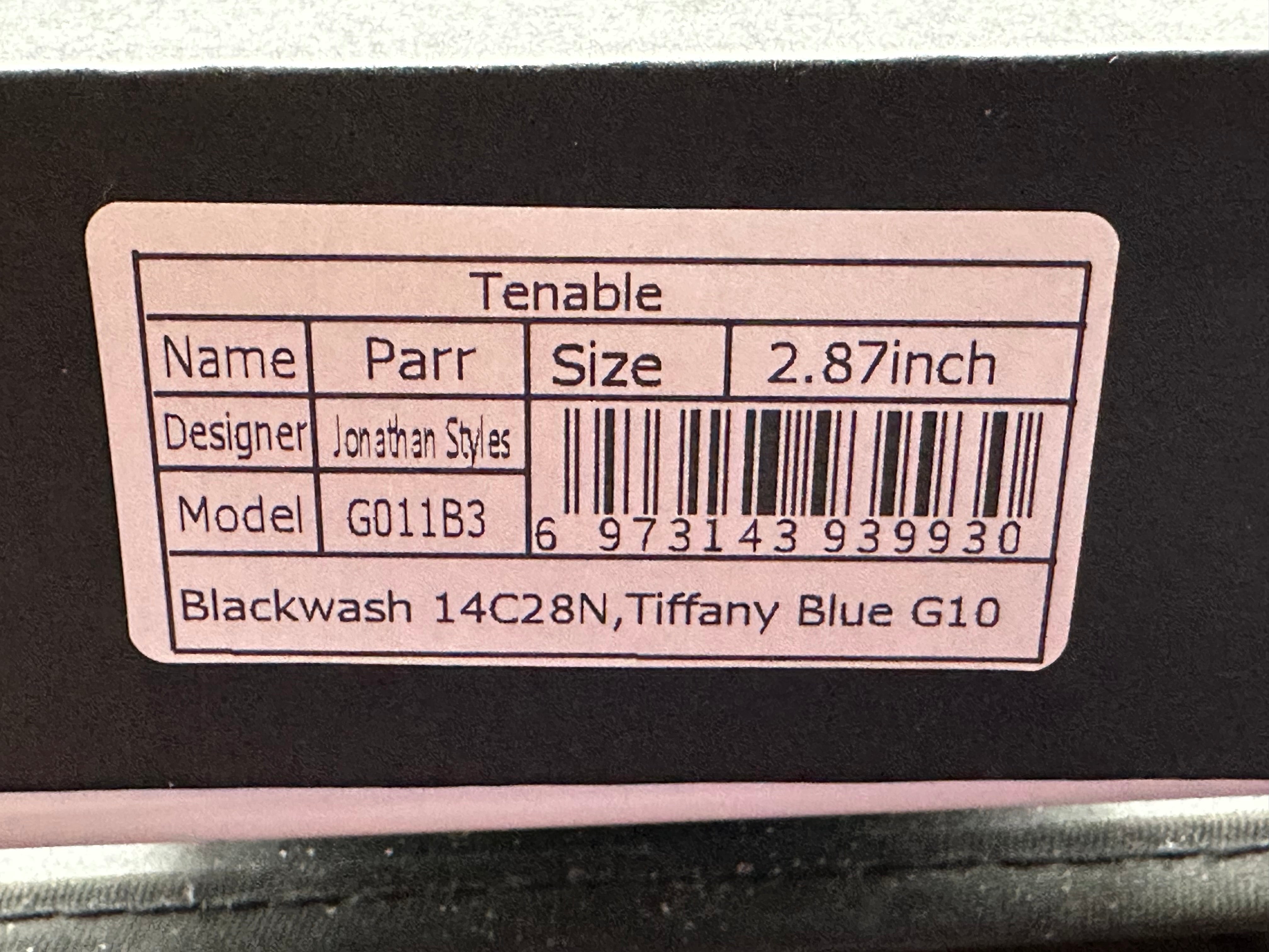 TENABLE PARR TIFFANY BLUE G10 HANDLE 14C28N REVERSE TANTO PLAIN EDGE