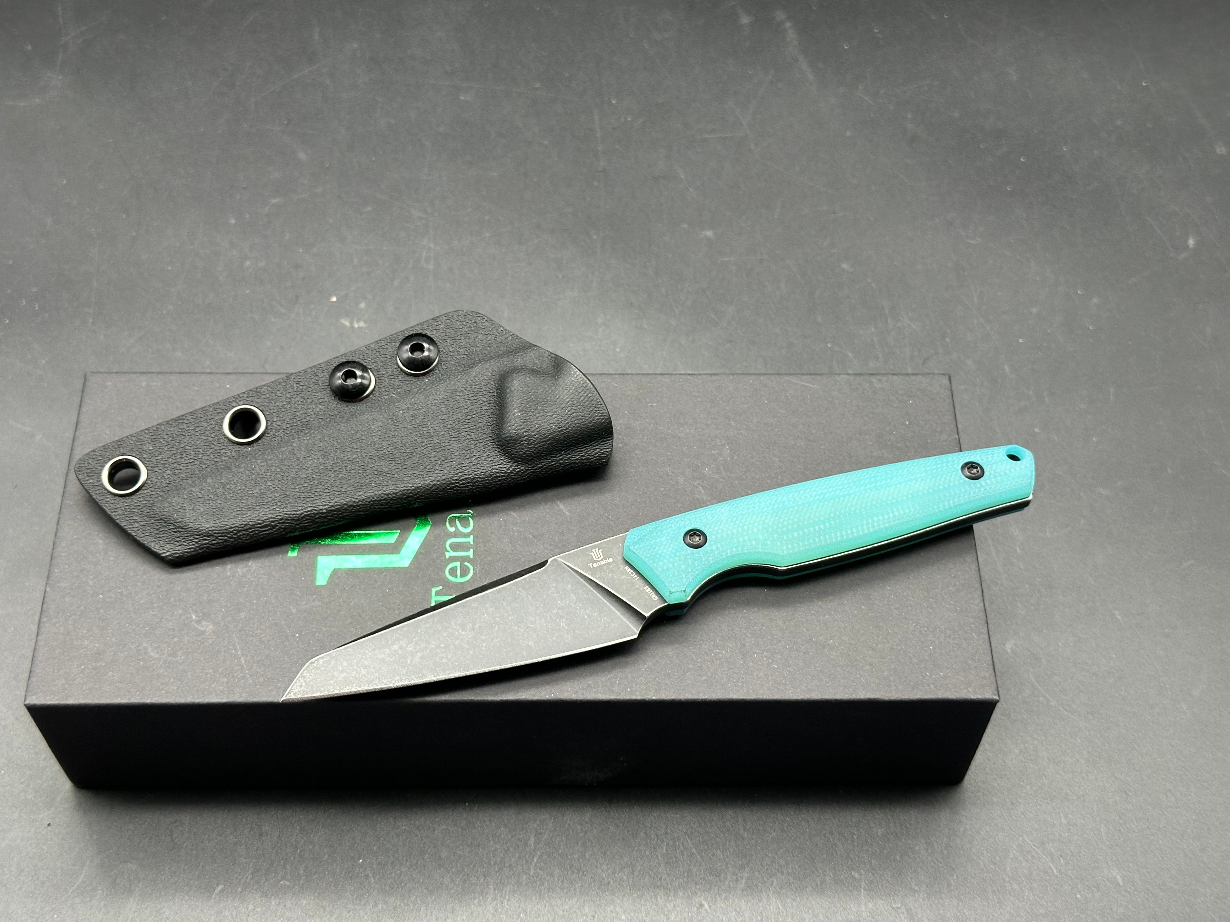 TENABLE PARR TIFFANY BLUE G10 HANDLE 14C28N REVERSE TANTO PLAIN EDGE