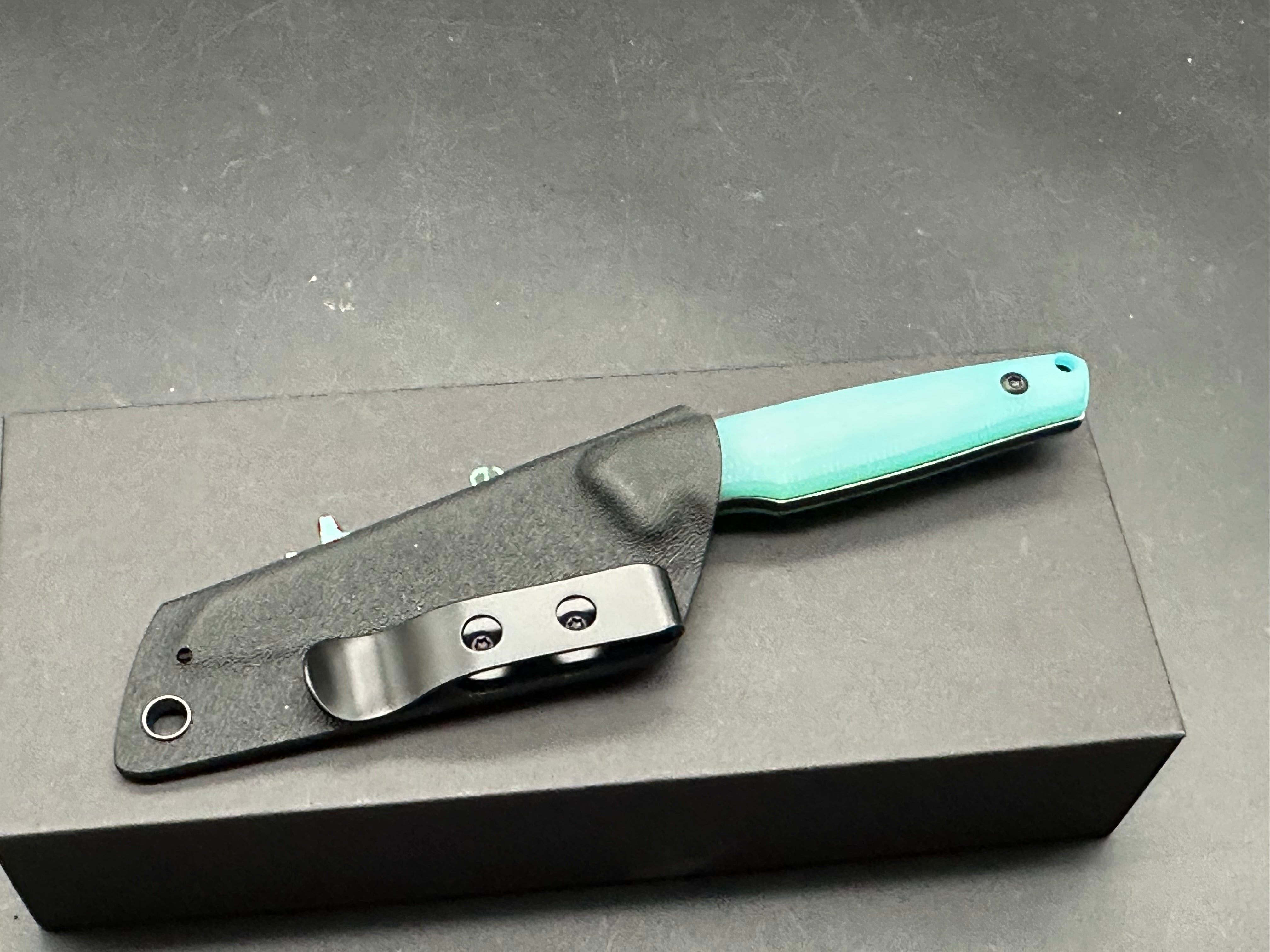 TENABLE PARR TIFFANY BLUE G10 HANDLE 14C28N REVERSE TANTO PLAIN EDGE