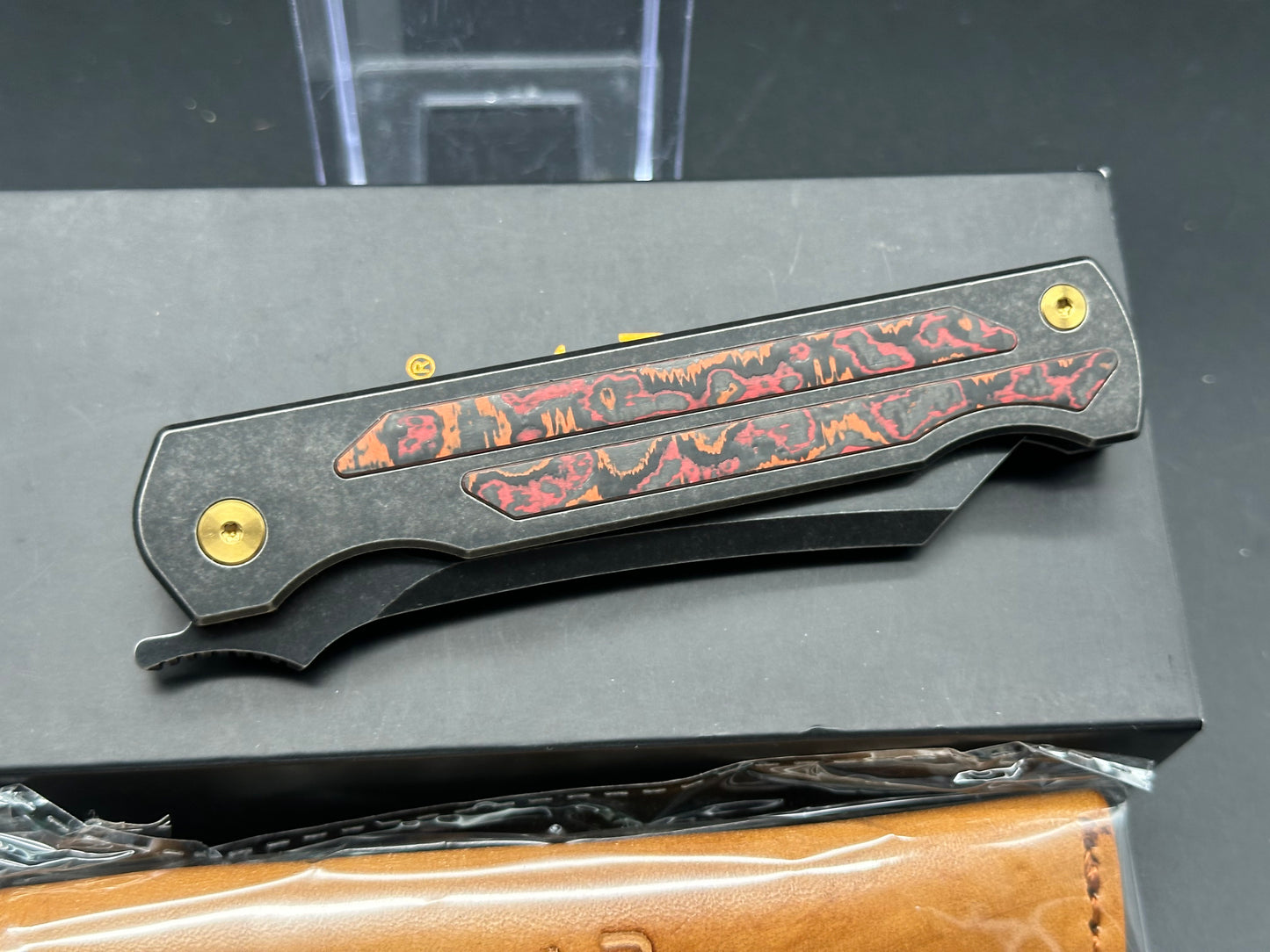 KATSU JT03 CPM S35VN Blade Stonewashed Titanium Handle With Mars Valley Fat Carbon Fiber Inlay