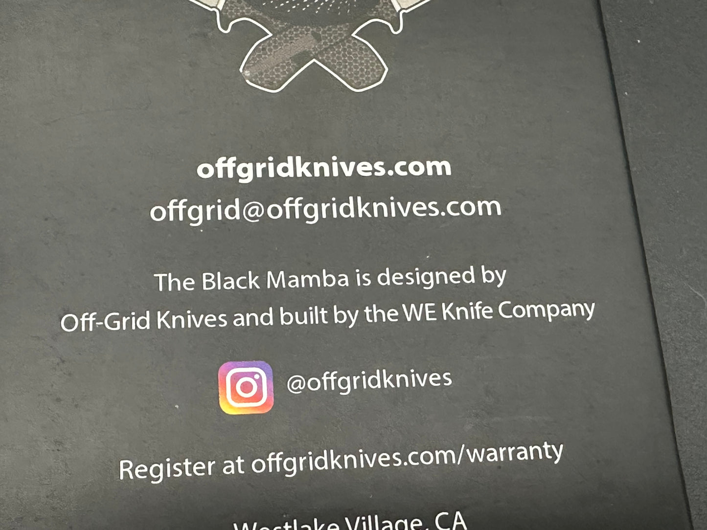 Off Grid Knives Black Mamba