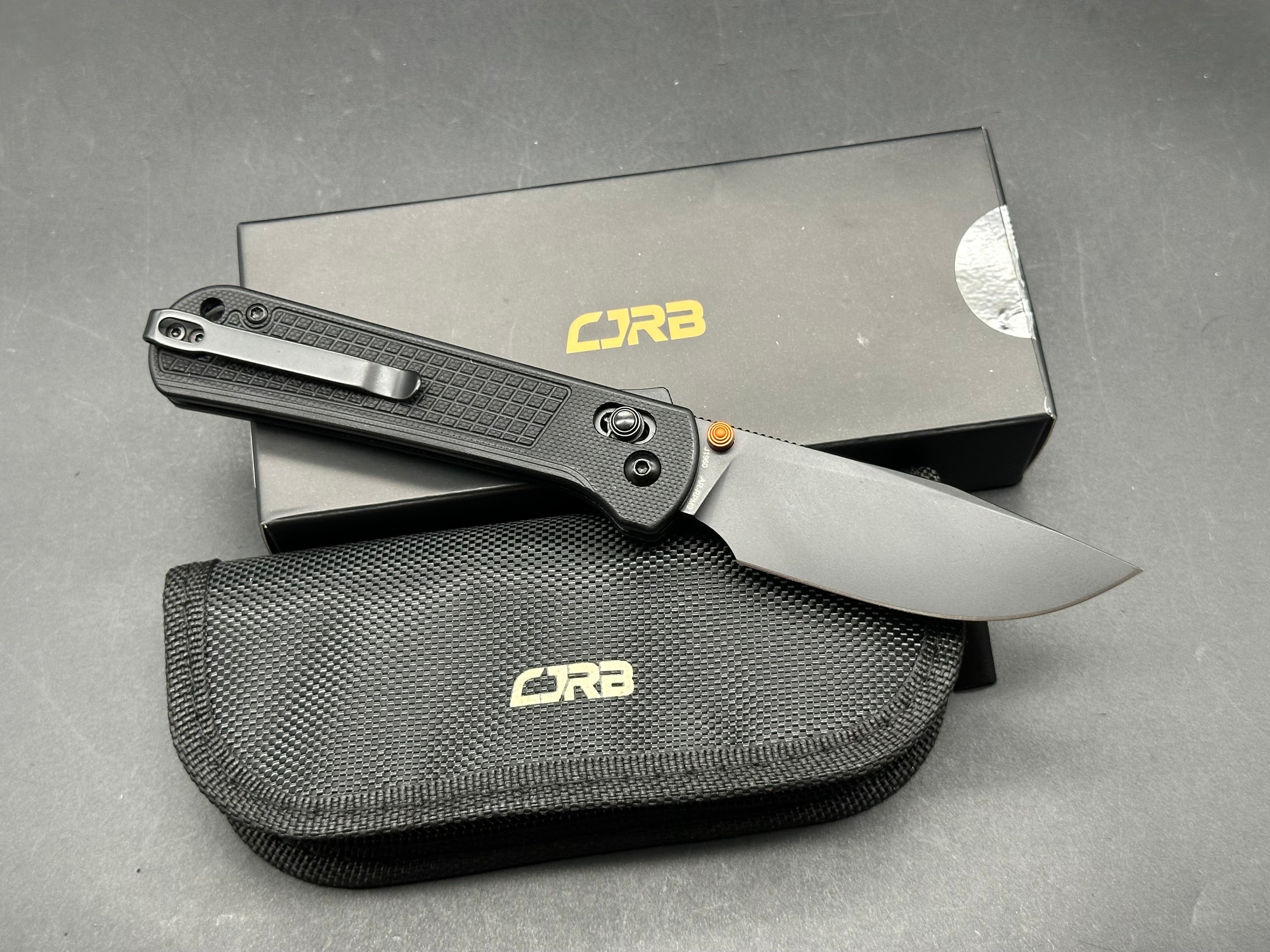 CJRB BOLT BLACK G10 HANDLE AR-RPM9 DROP POINT PLAIN EDGE BLACK PVD FINISH
