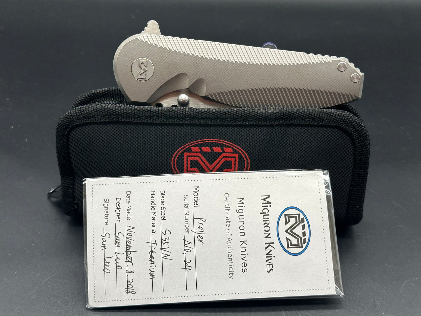 Miguron Preyer titanium handle w/S35VN blade