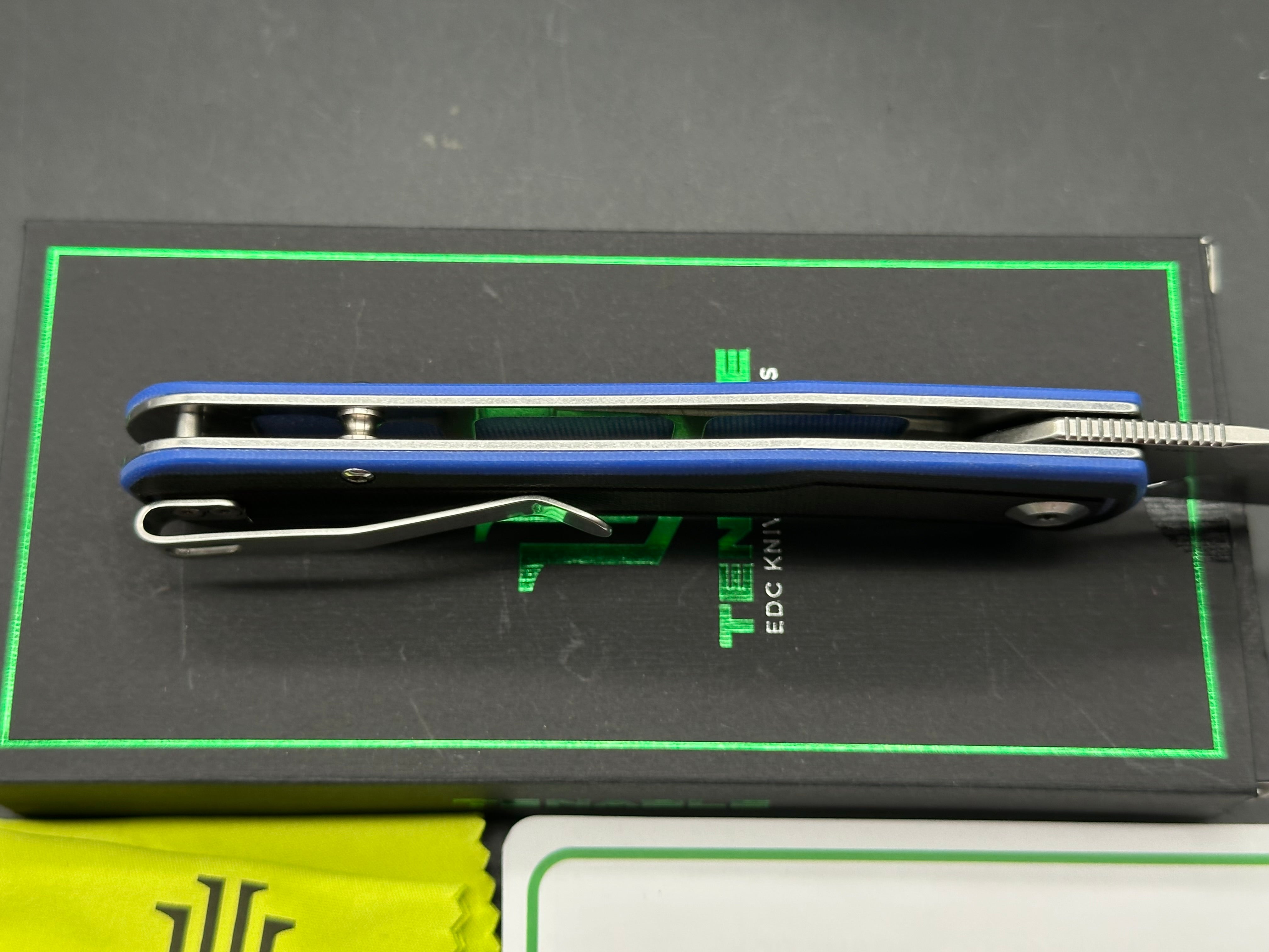 TENABLE KRATOS BLACK/BLUE G10 HANDLE NITRO-V DROP POINT PLAIN EDGE
